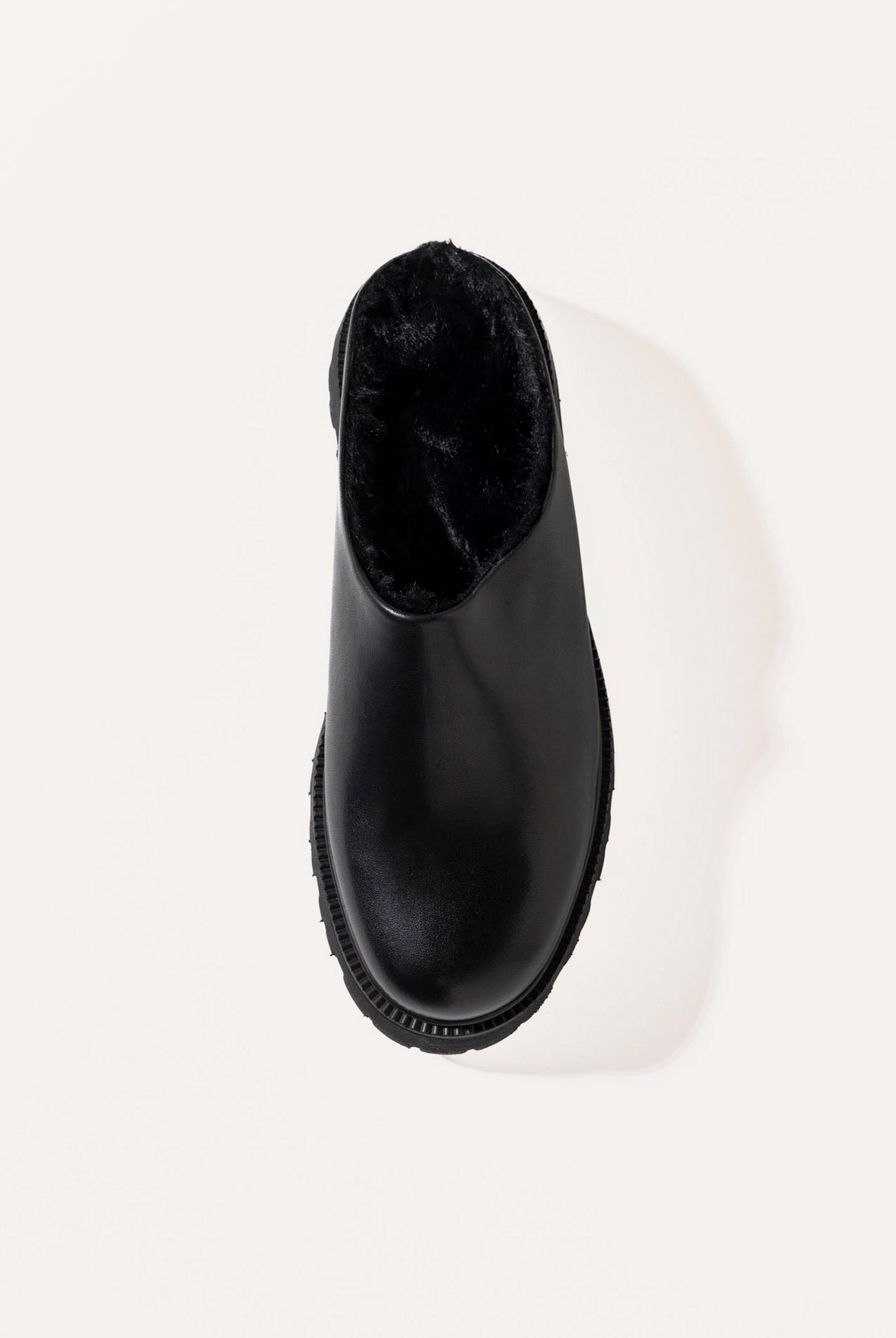 swatch_Black Leather fur lined clog shoes