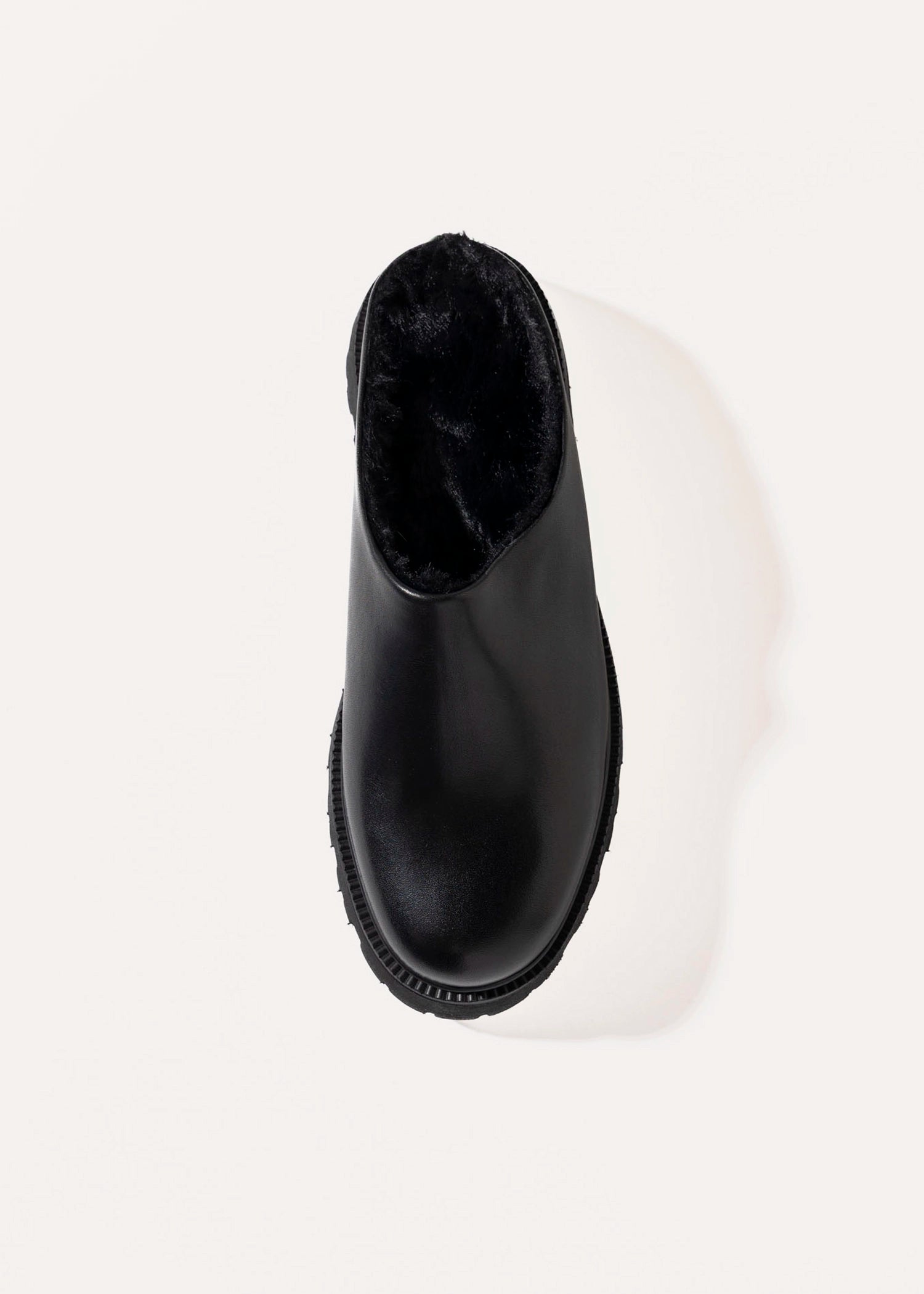 swatch_Black Leather fur lined clog shoes