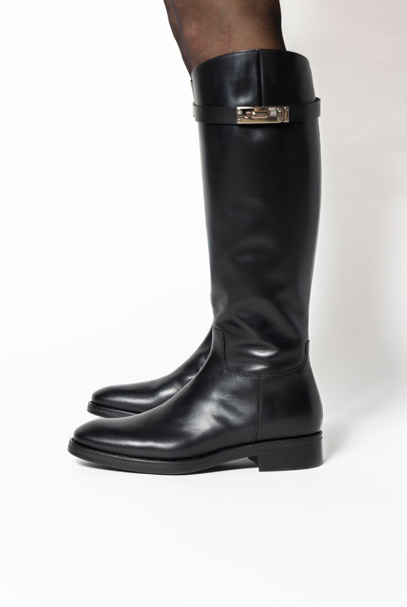 swatch_black leather classic riding boot boots