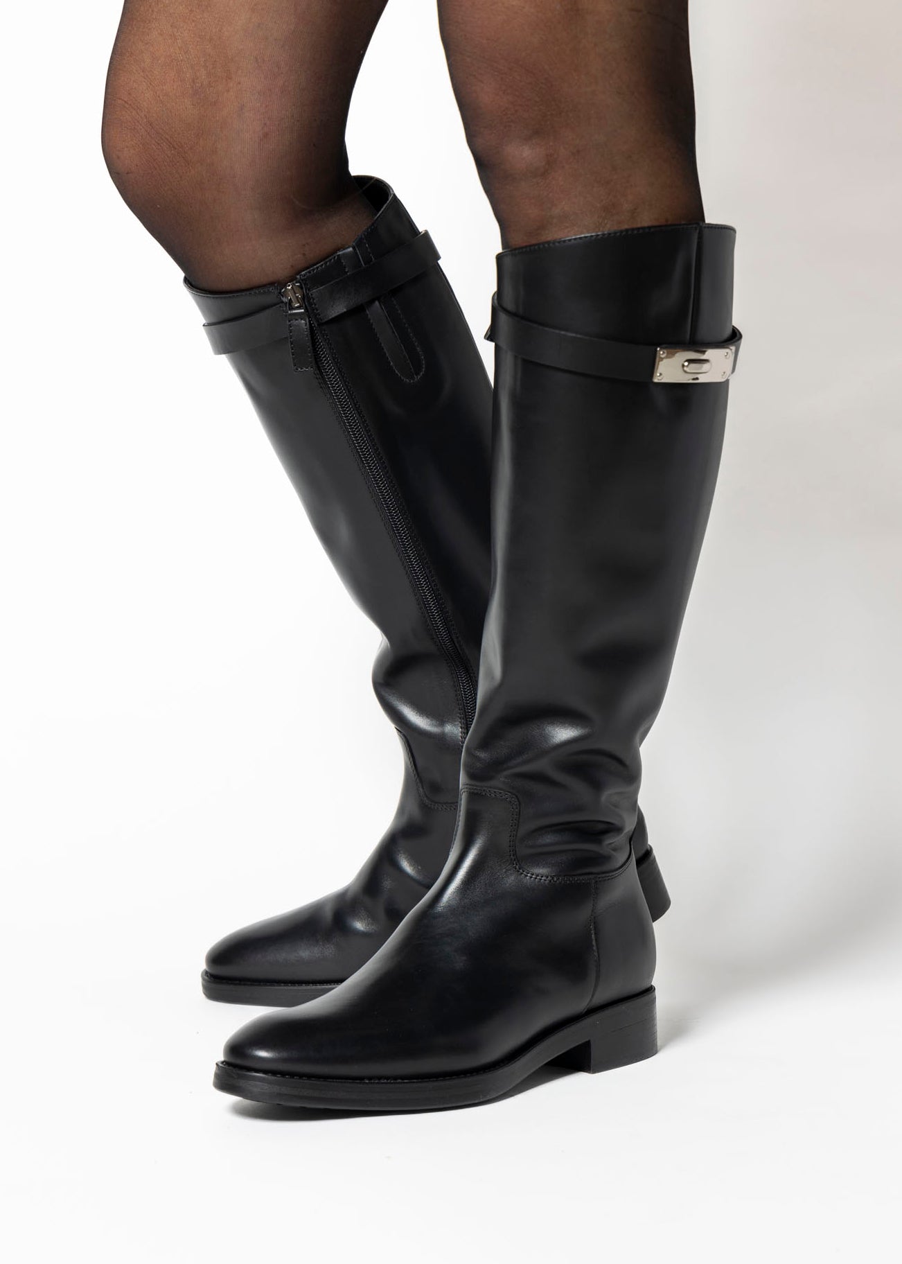 swatch_black leather classic riding boot boots