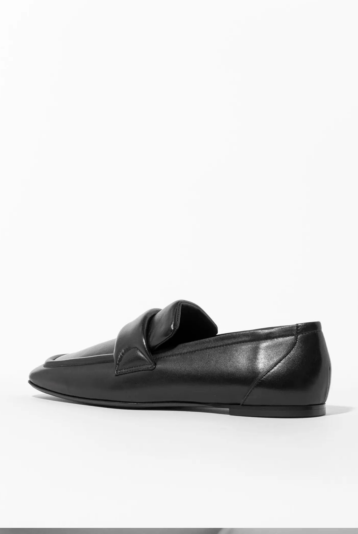 swatch_black leather leather loafer flat shoes