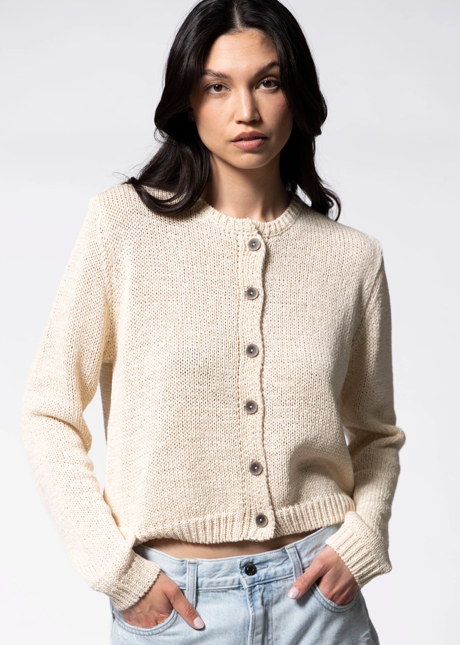 swatch_Beige knit cardigan