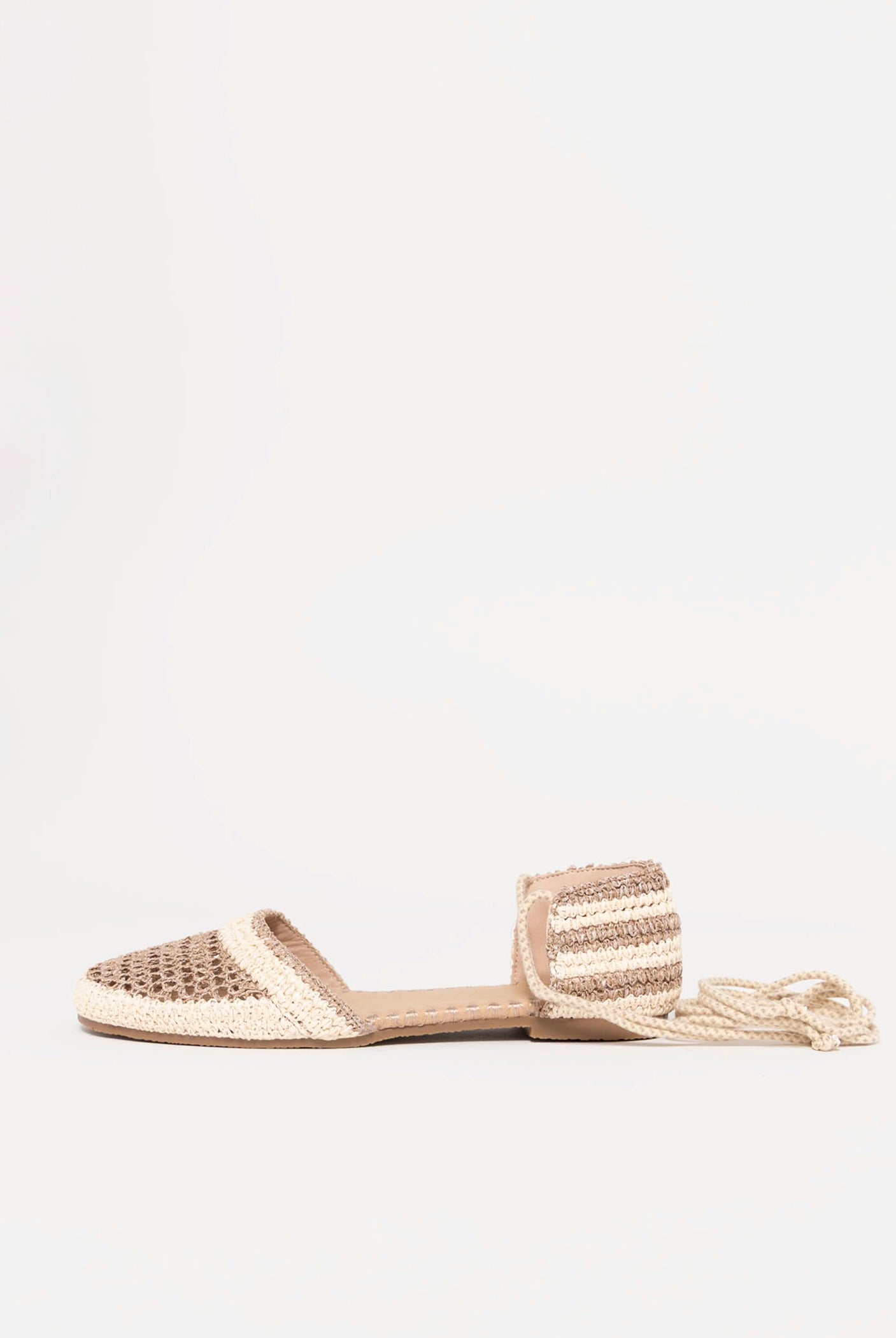 swatch_Khaki lace up crochet flat espadrille