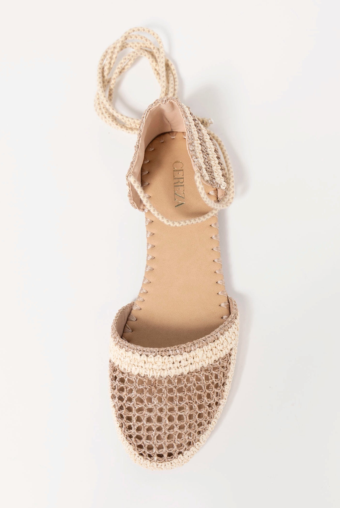 swatch_Khaki lace up crochet flat espadrille