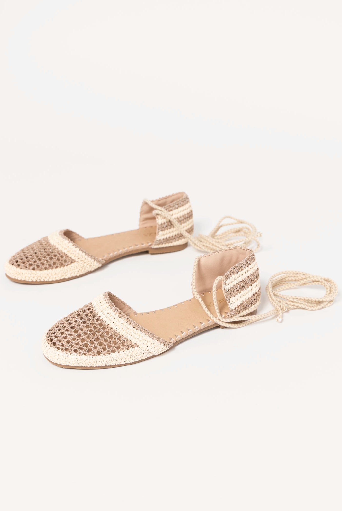 swatch_Khaki lace up crochet flat espadrille