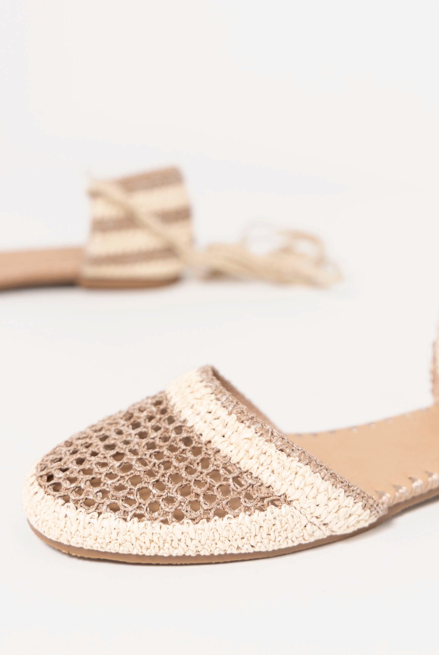 swatch_Khaki lace up crochet flat espadrille