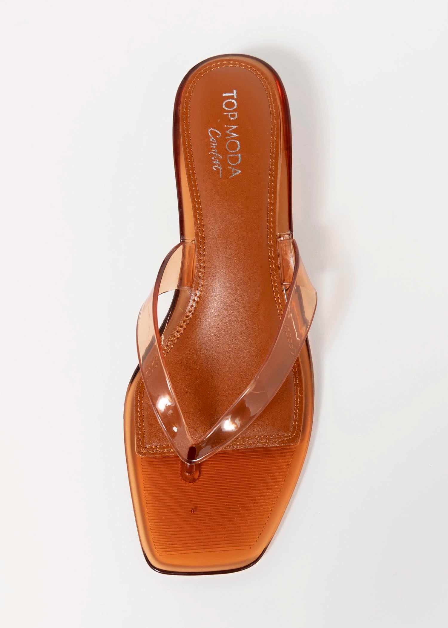 swatch_Tan jelly thong heeled sandal