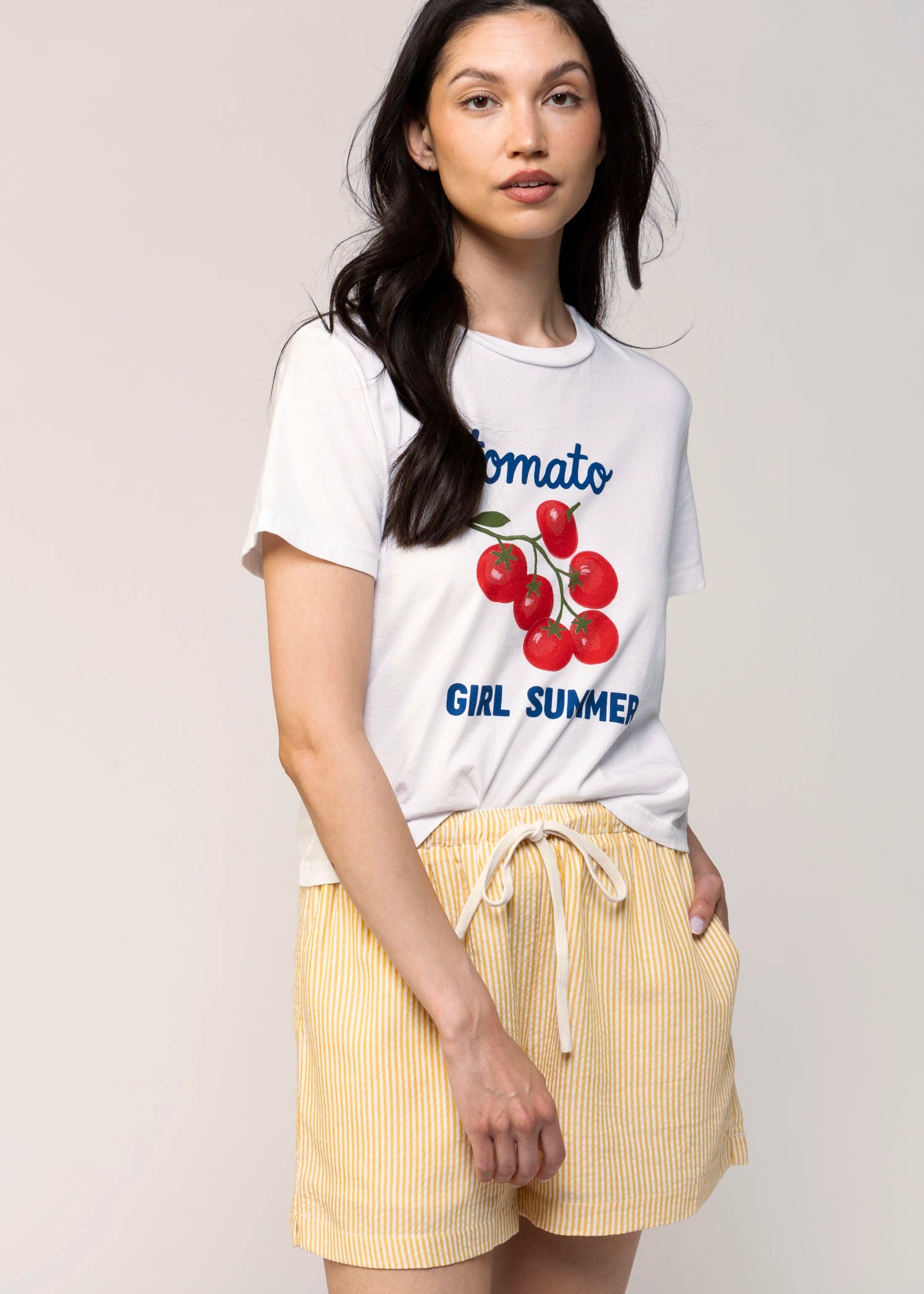 swatch_White sunny somewhere tomato girl summer t-shirt