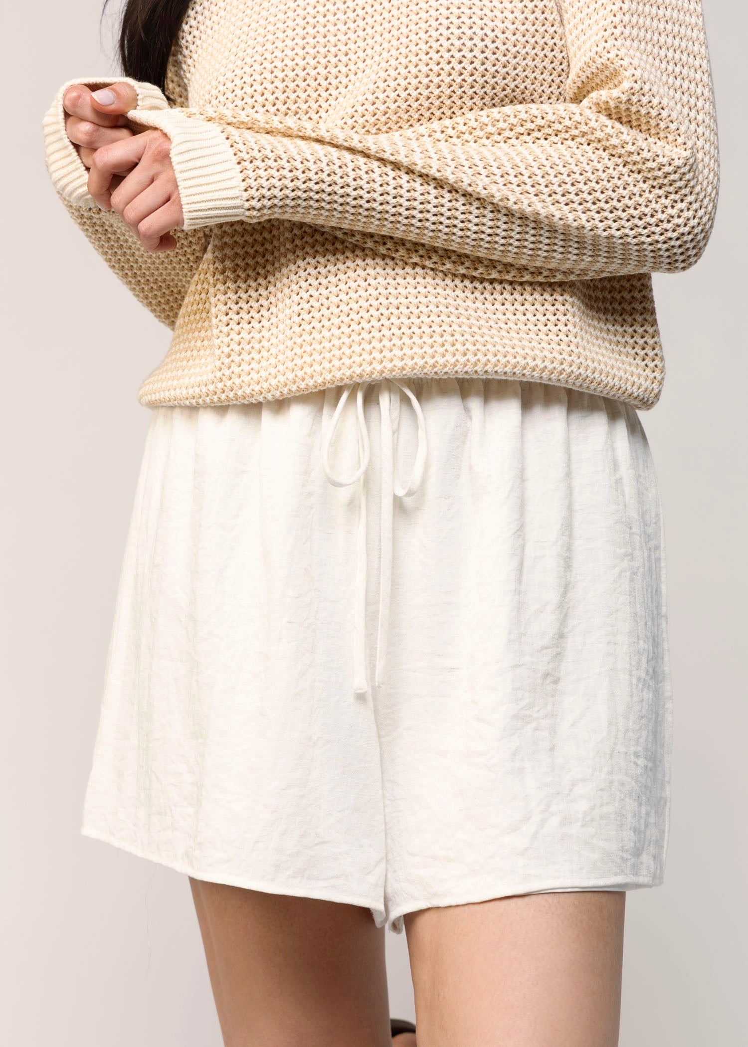 swatch_Cream elastic waist short
