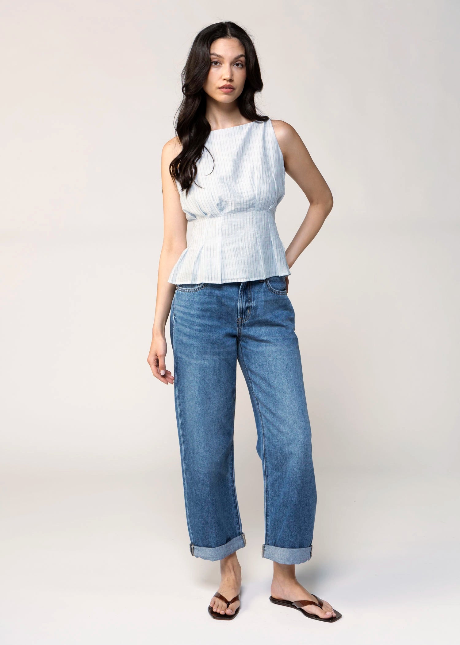 swatch_Blue pinstripe peplum top
