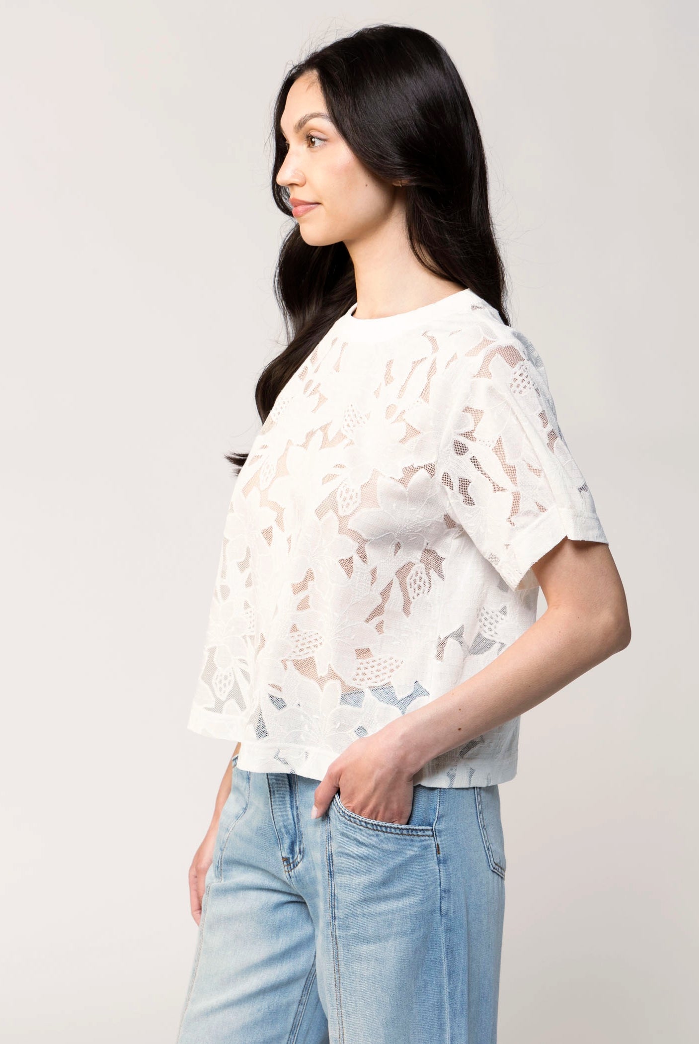 swatch_Off White floral lace t-shirt