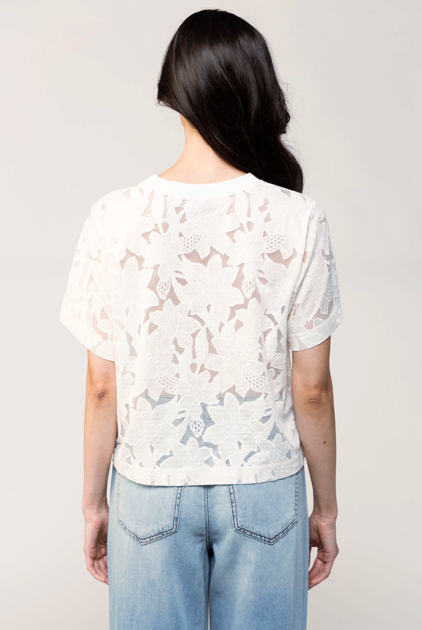 swatch_Off White floral lace t-shirt