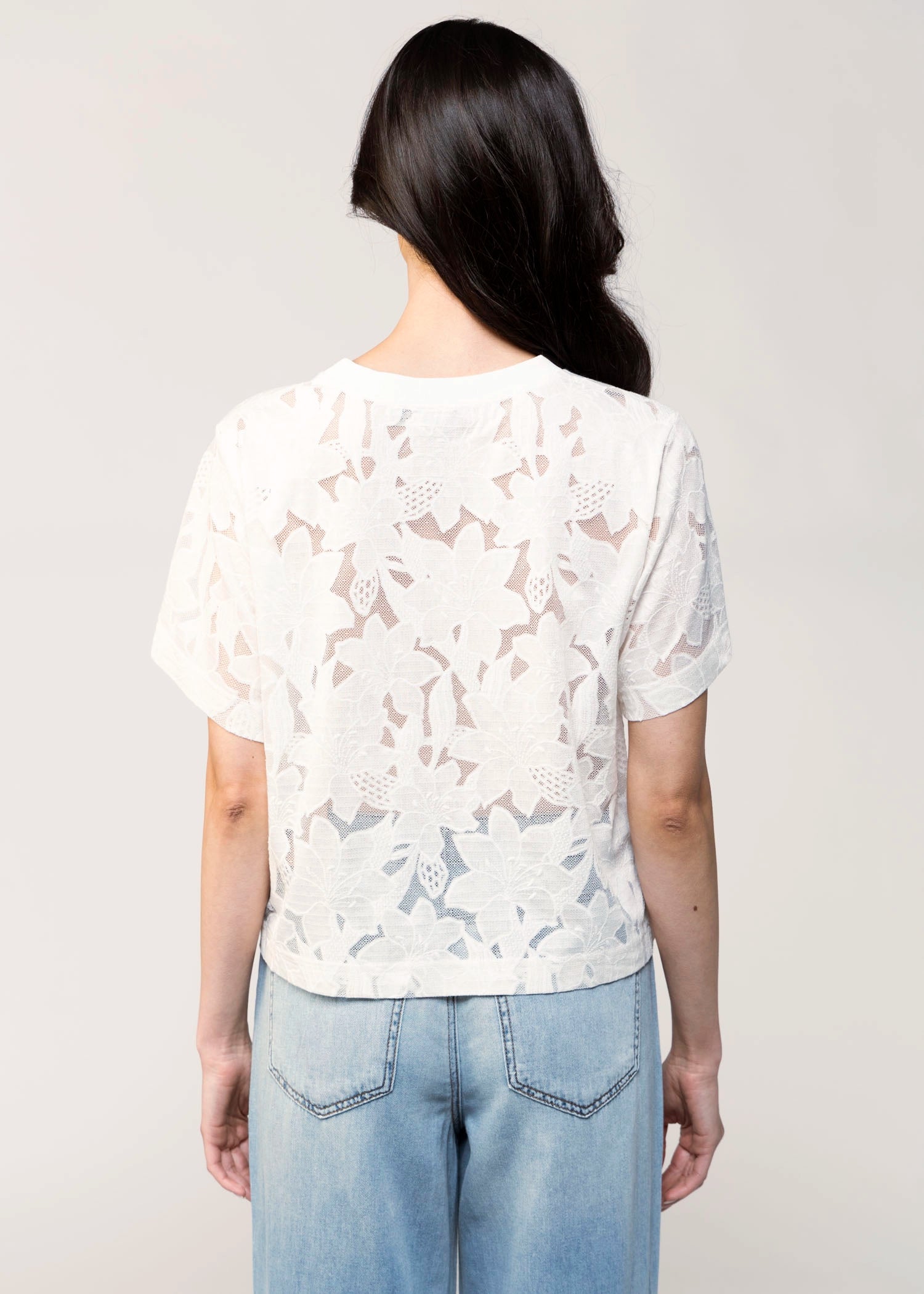 swatch_Off White floral lace t-shirt