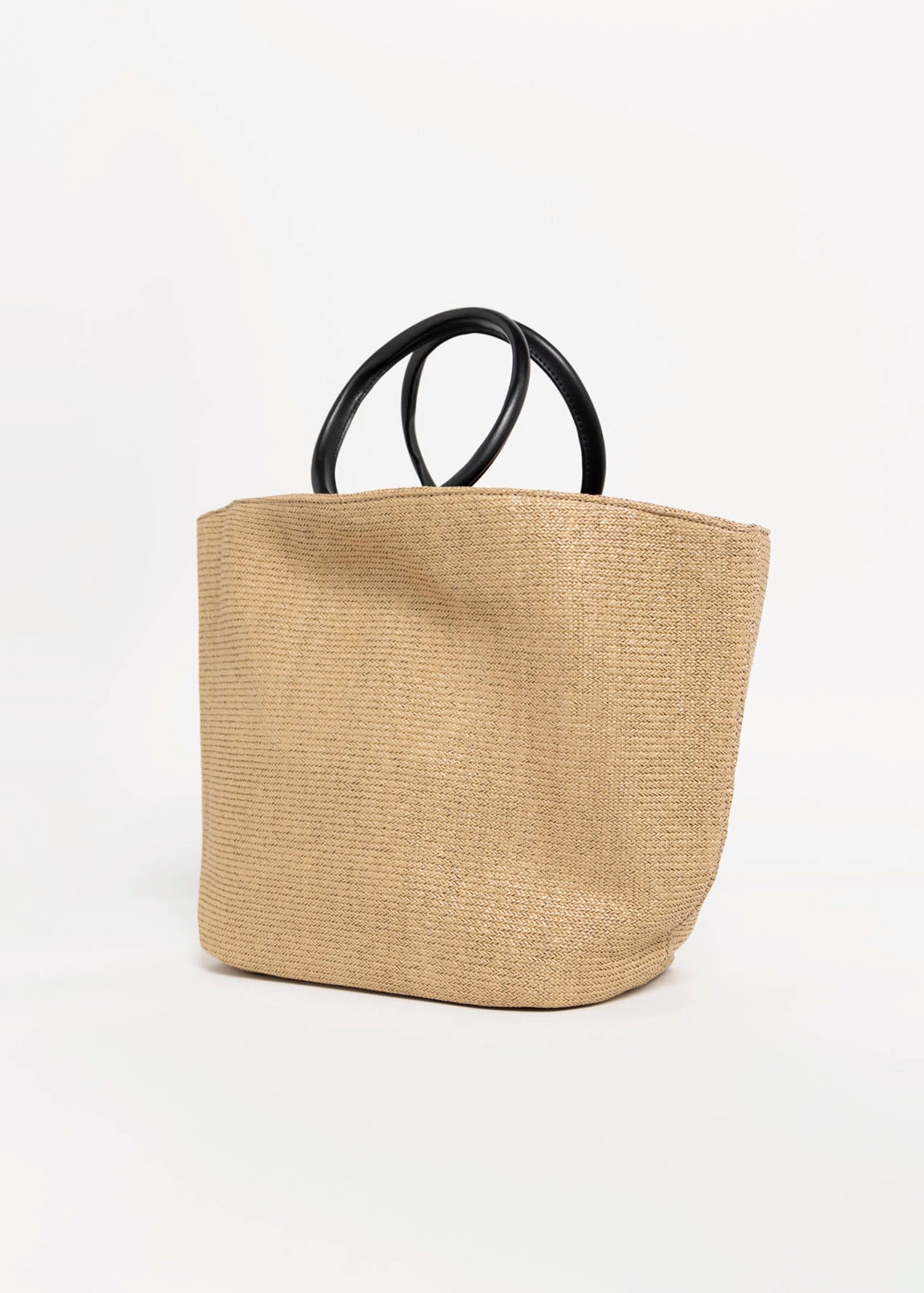 swatch_Camel circle handle straw tote