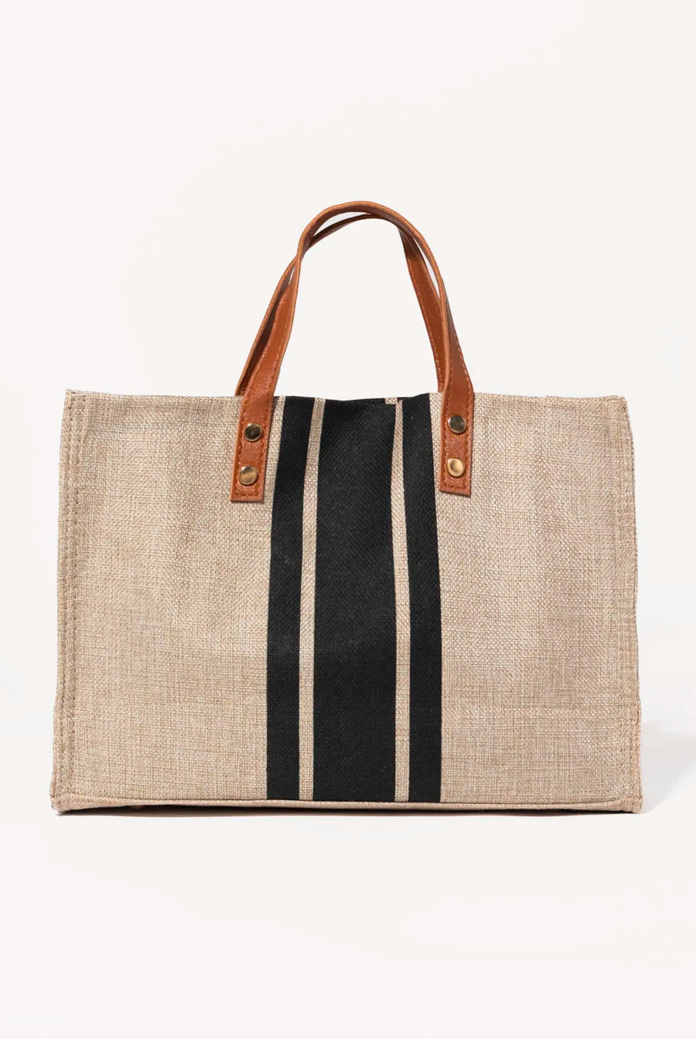 swatch_Black/Natural top handle canvas tote