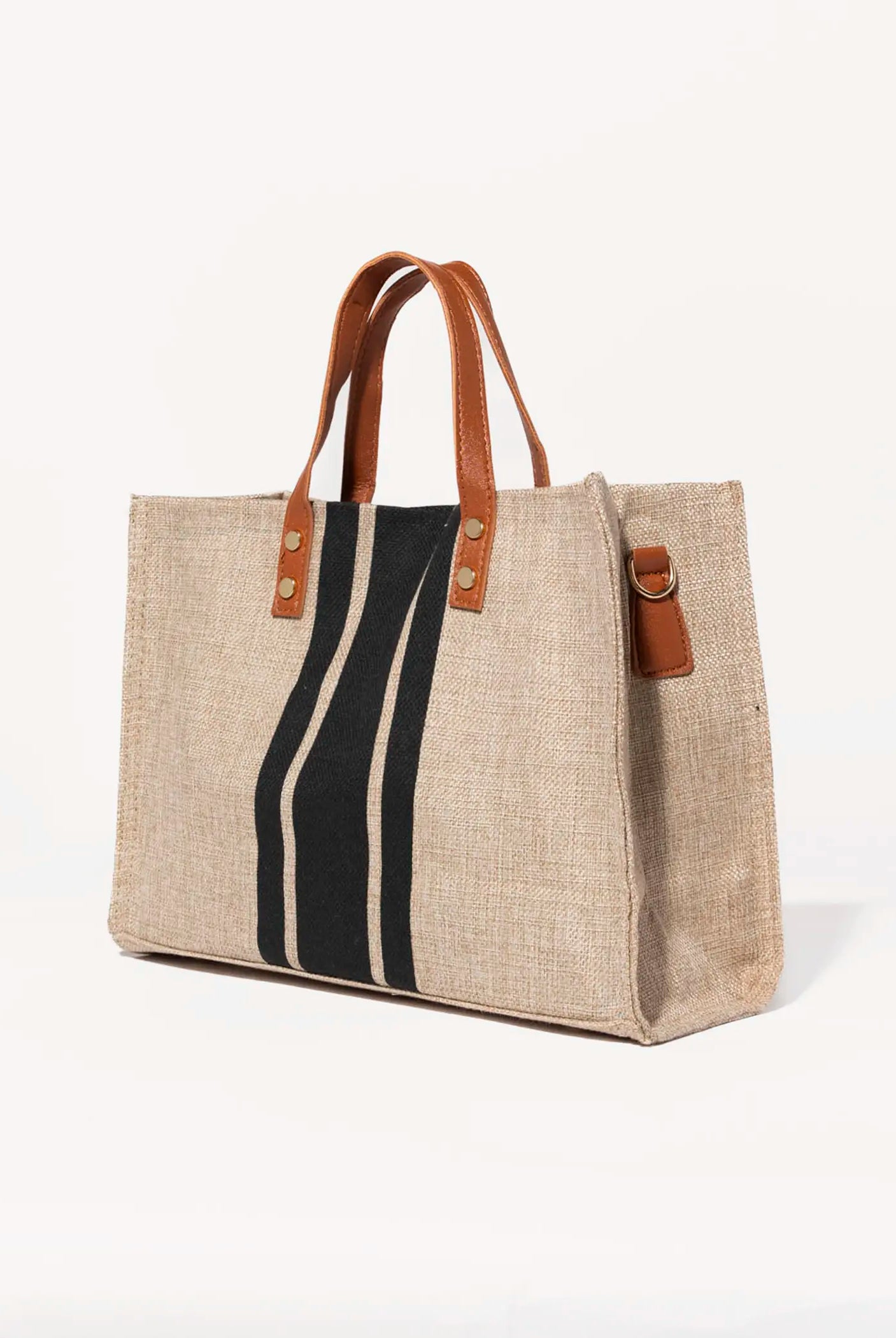 swatch_Black/Natural top handle canvas tote