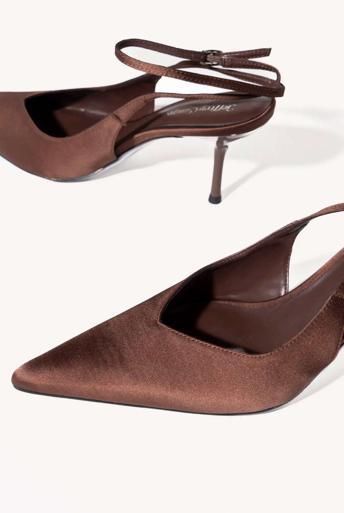 swatch_brown satin executive slingback pump heels