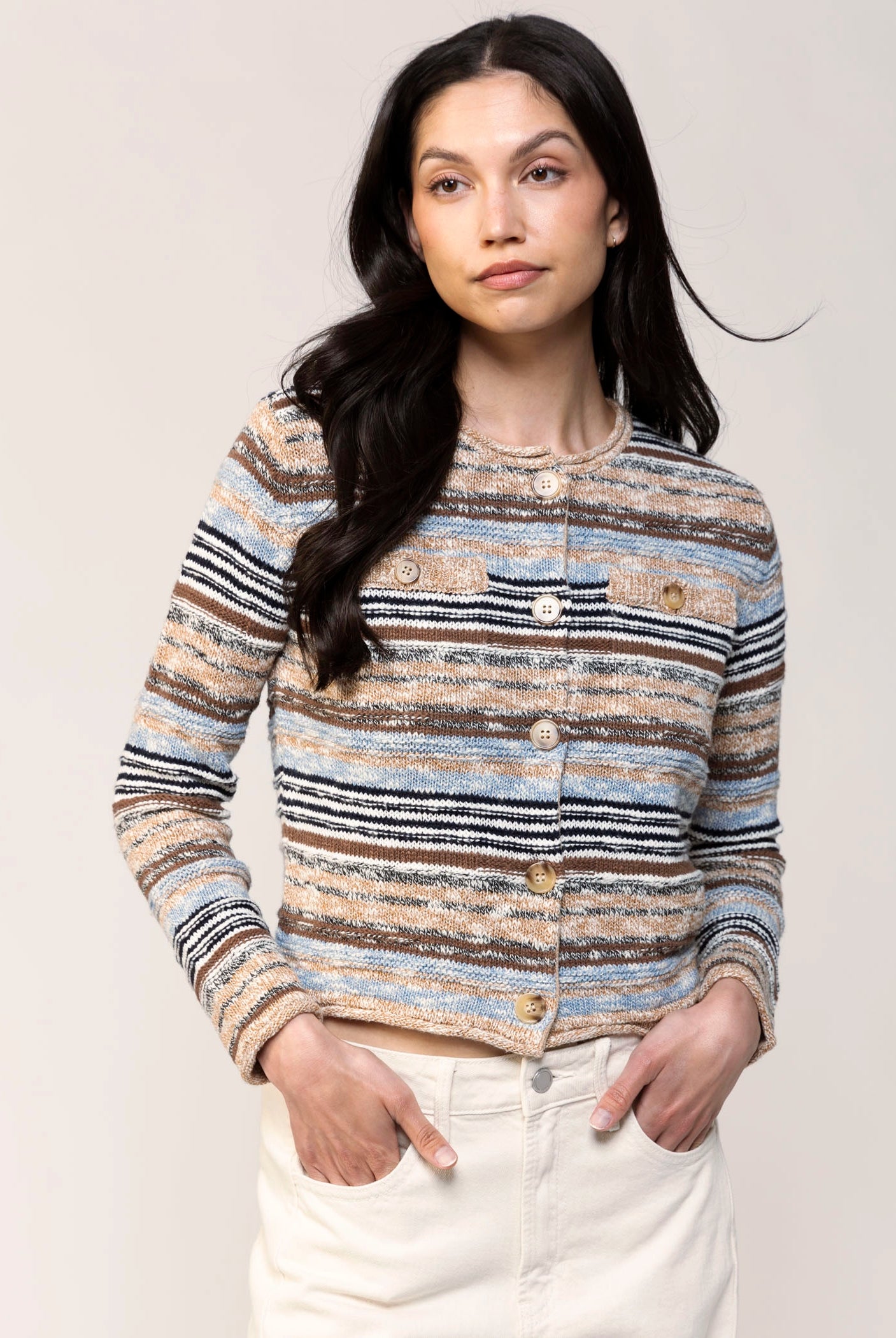 swatch_Brown/Blue central park west marlon cardigan