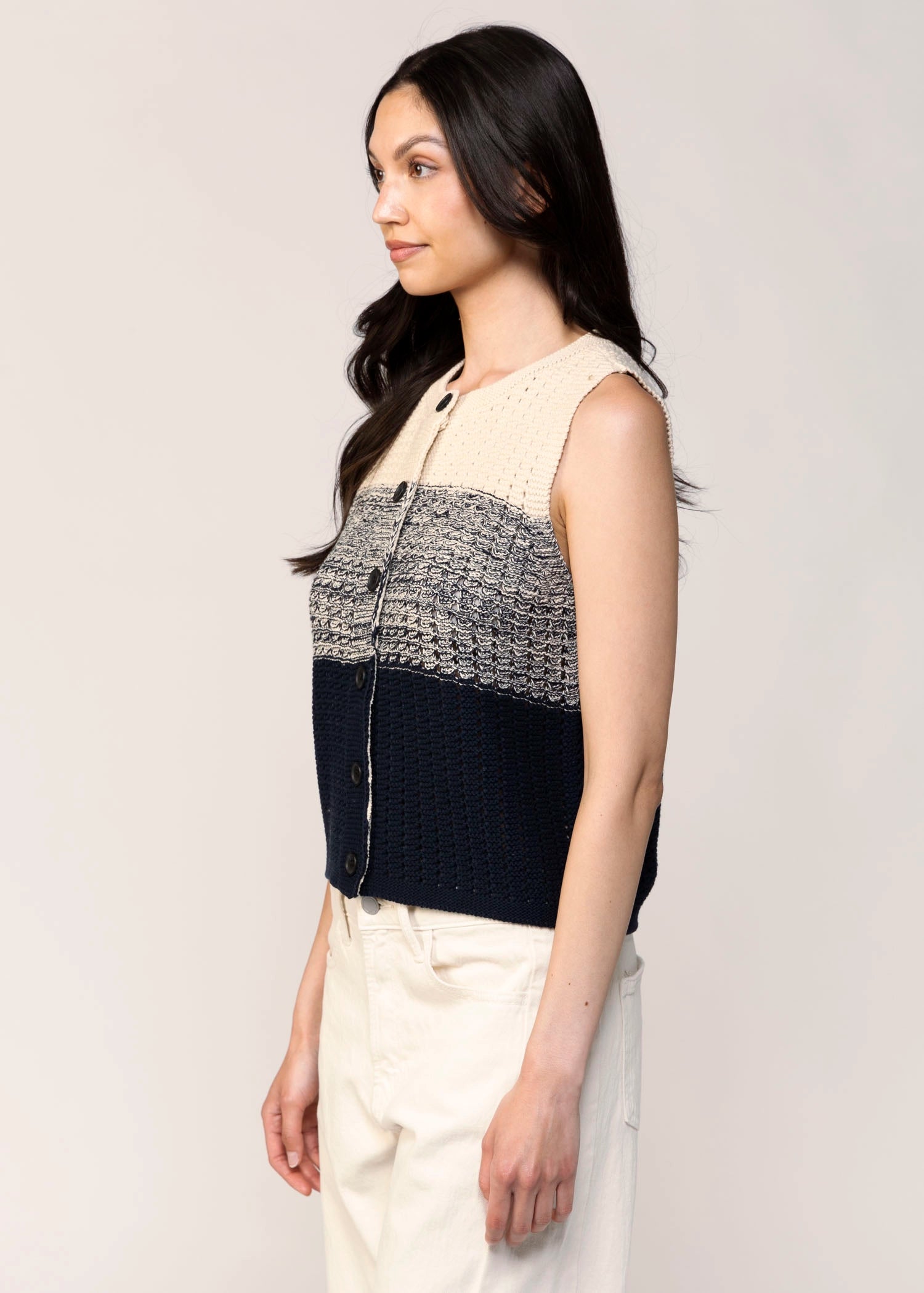 swatch_Flax/Navy central park west jacey gradient vest