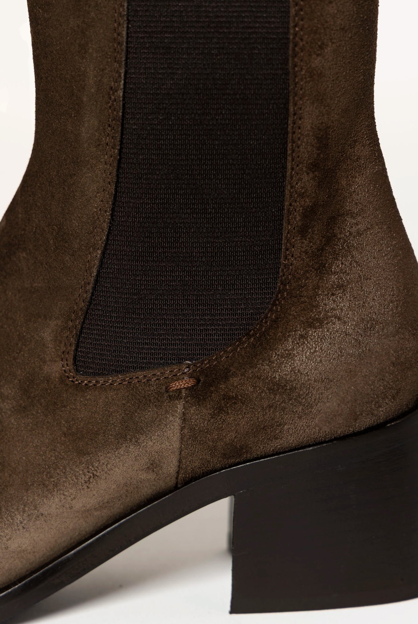 swatch_Chocolate Suede Heeled chelsea boot