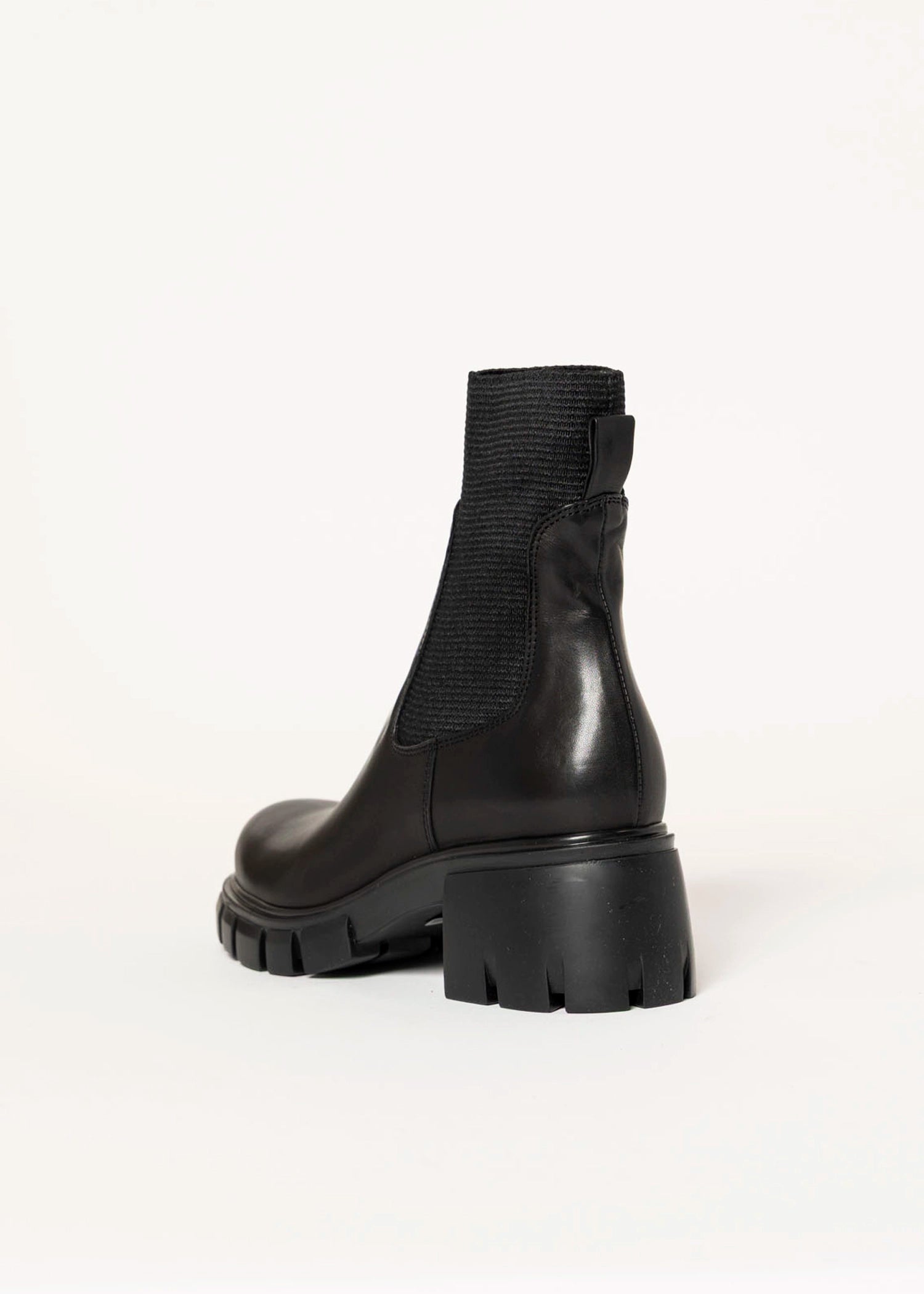 swatch_Black Leather l'idea lug sole sock boot