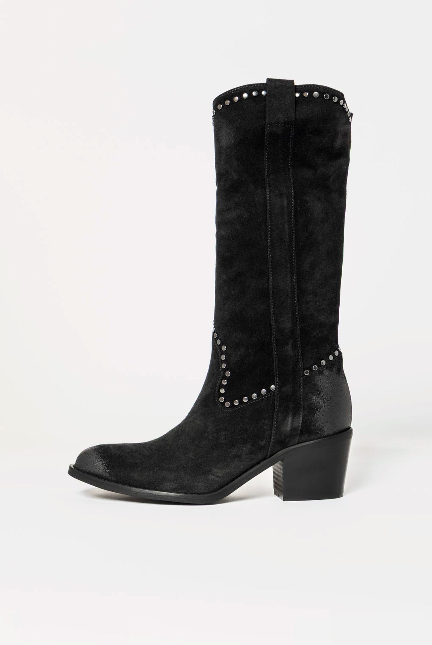 swatch_Black Suede tall western boot
