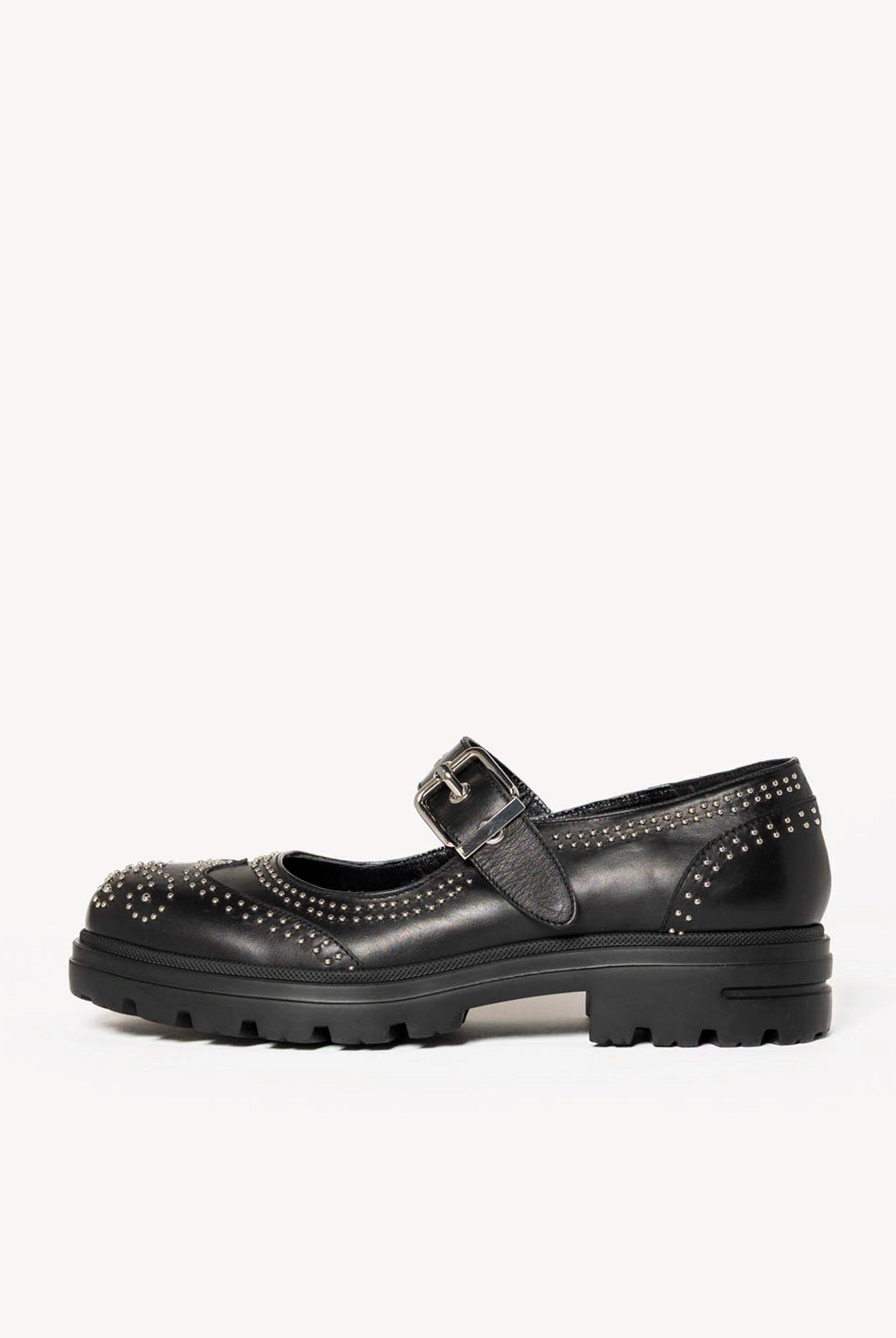 swatch_Black Leather studded mary jane shoes