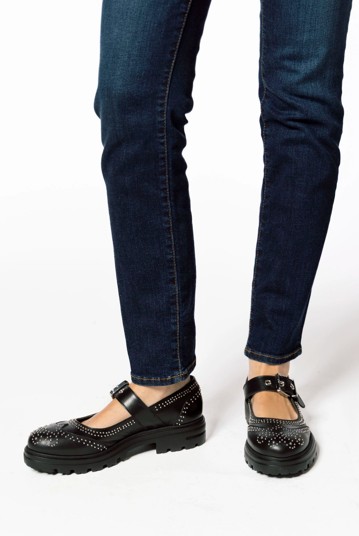 swatch_Black Leather studded mary jane shoes