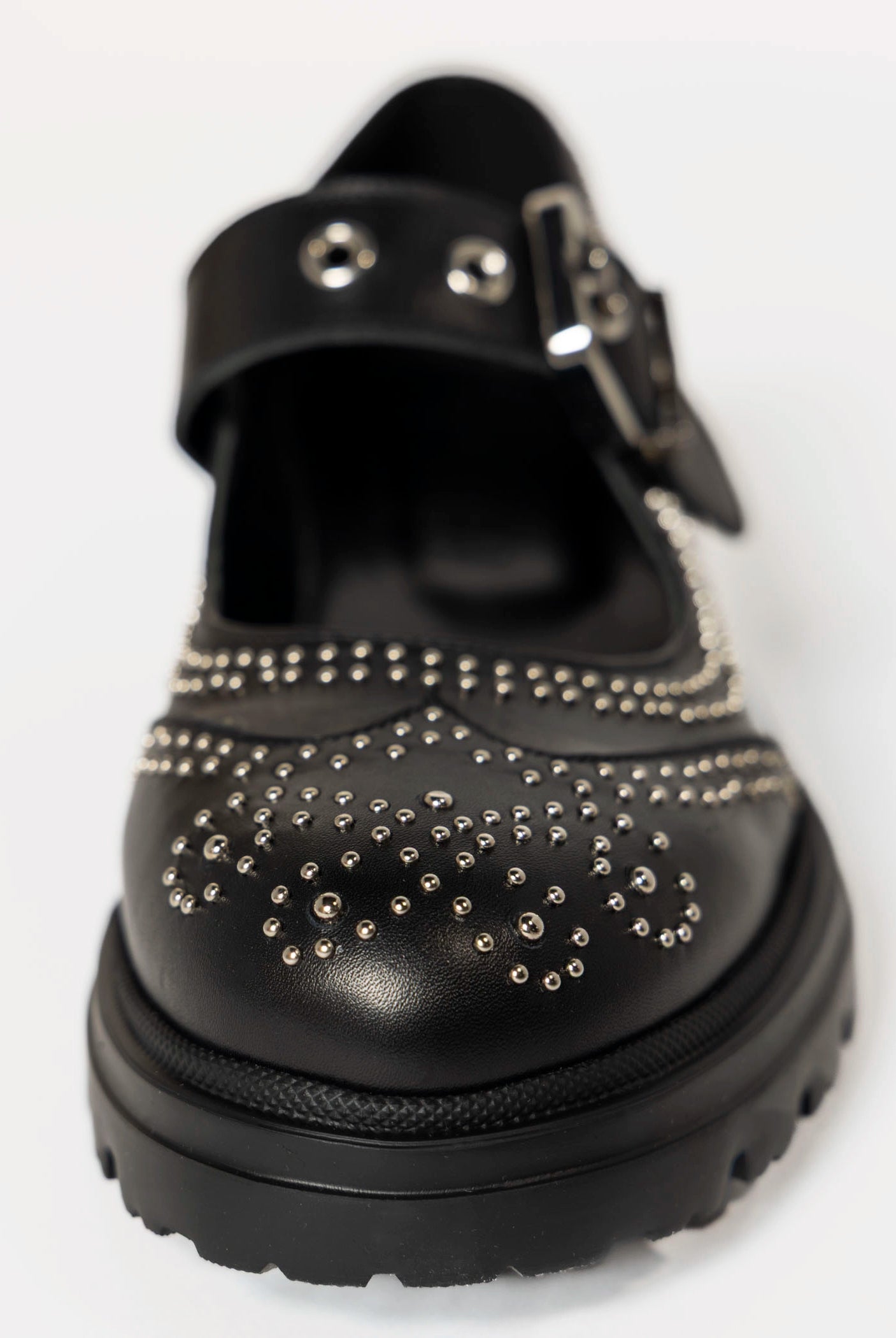 swatch_Black Leather studded mary jane shoes