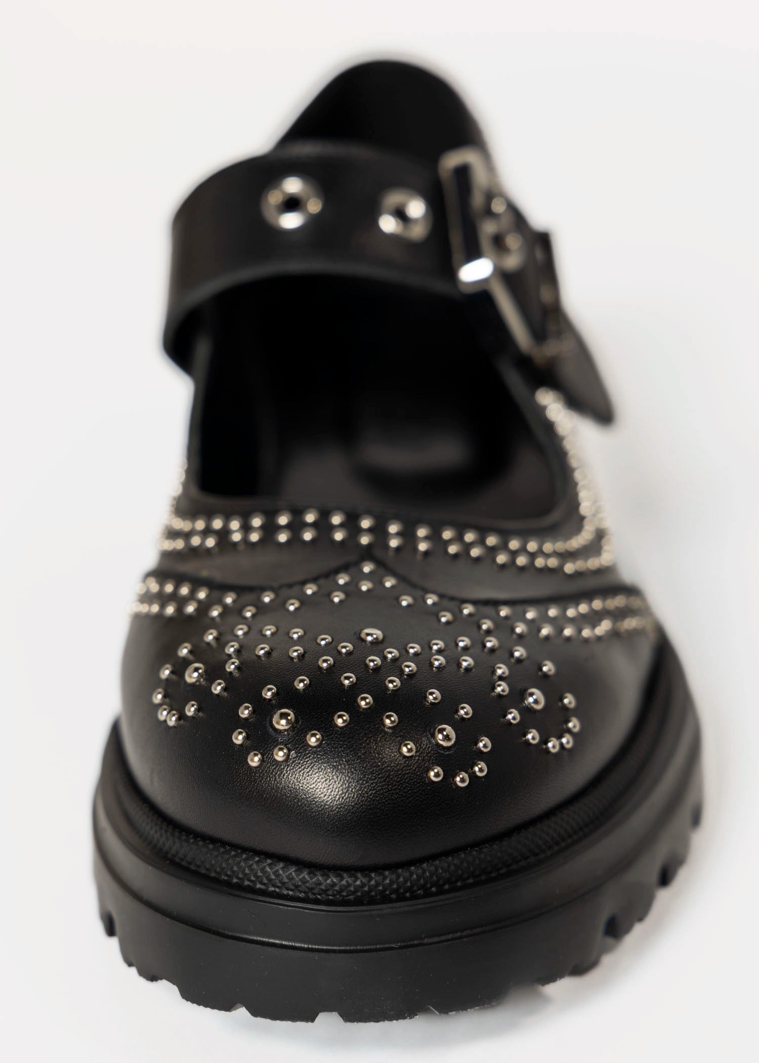 swatch_Black Leather studded mary jane shoes