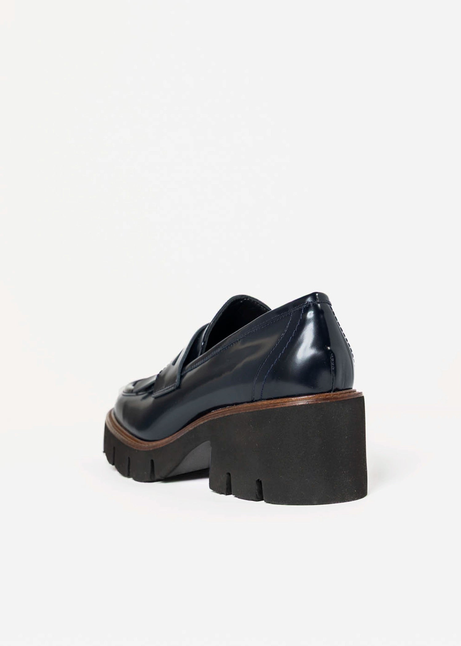 swatch_Navy Leather heeled loafer