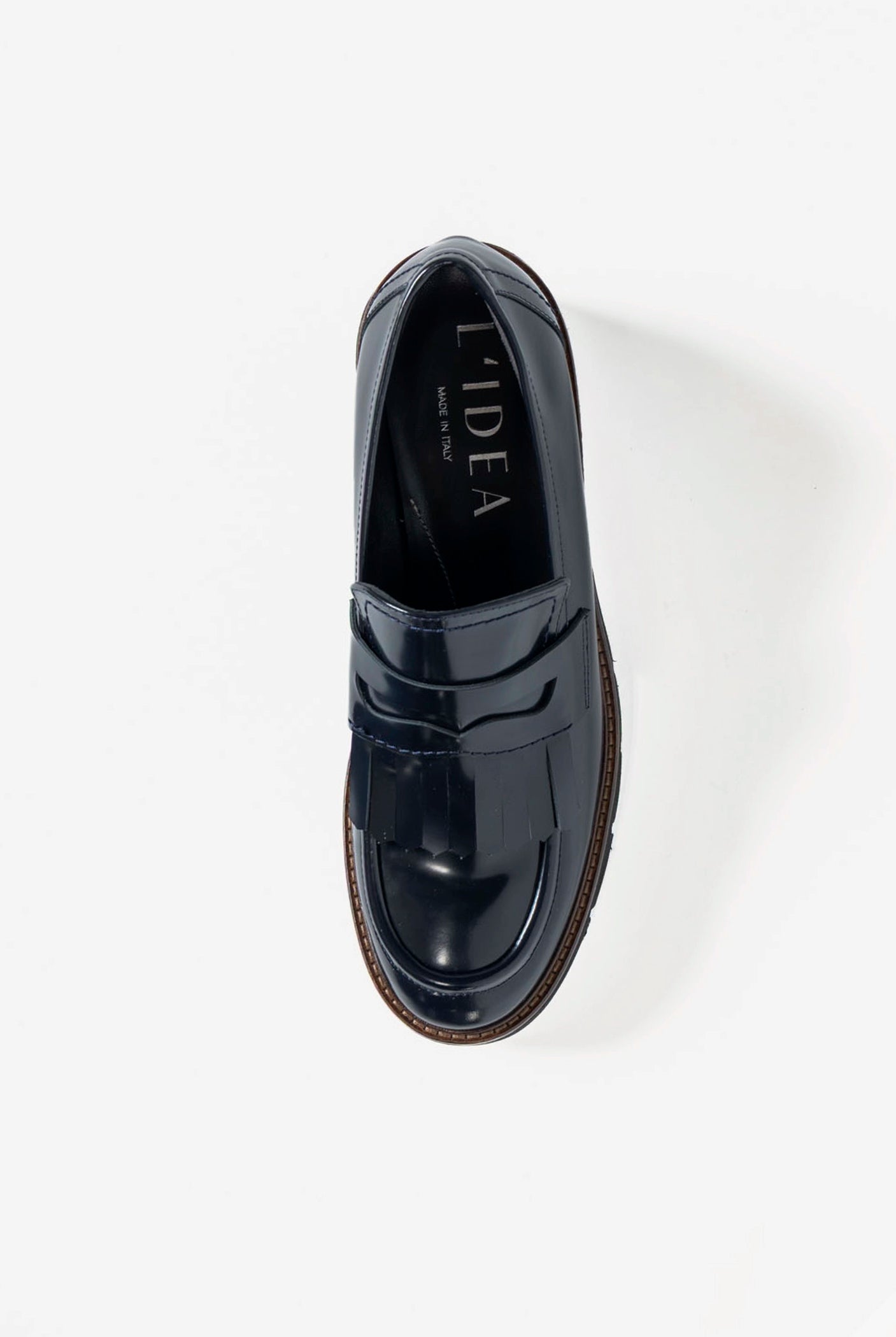 swatch_Navy Leather heeled loafer