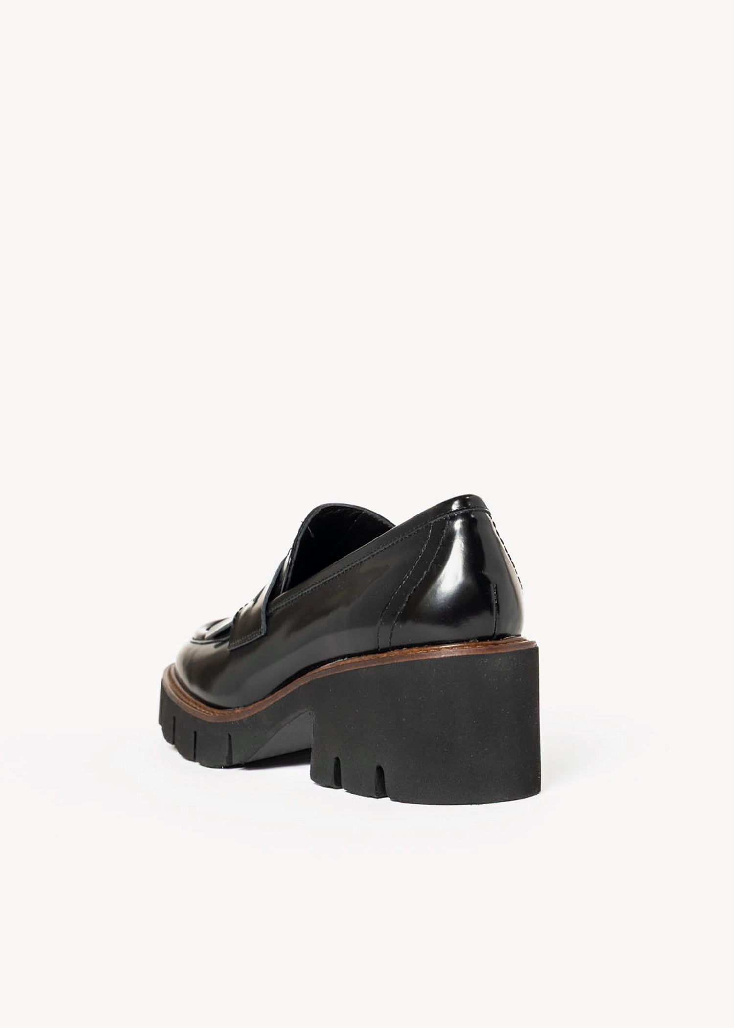 swatch_Black Leather heeled loafer