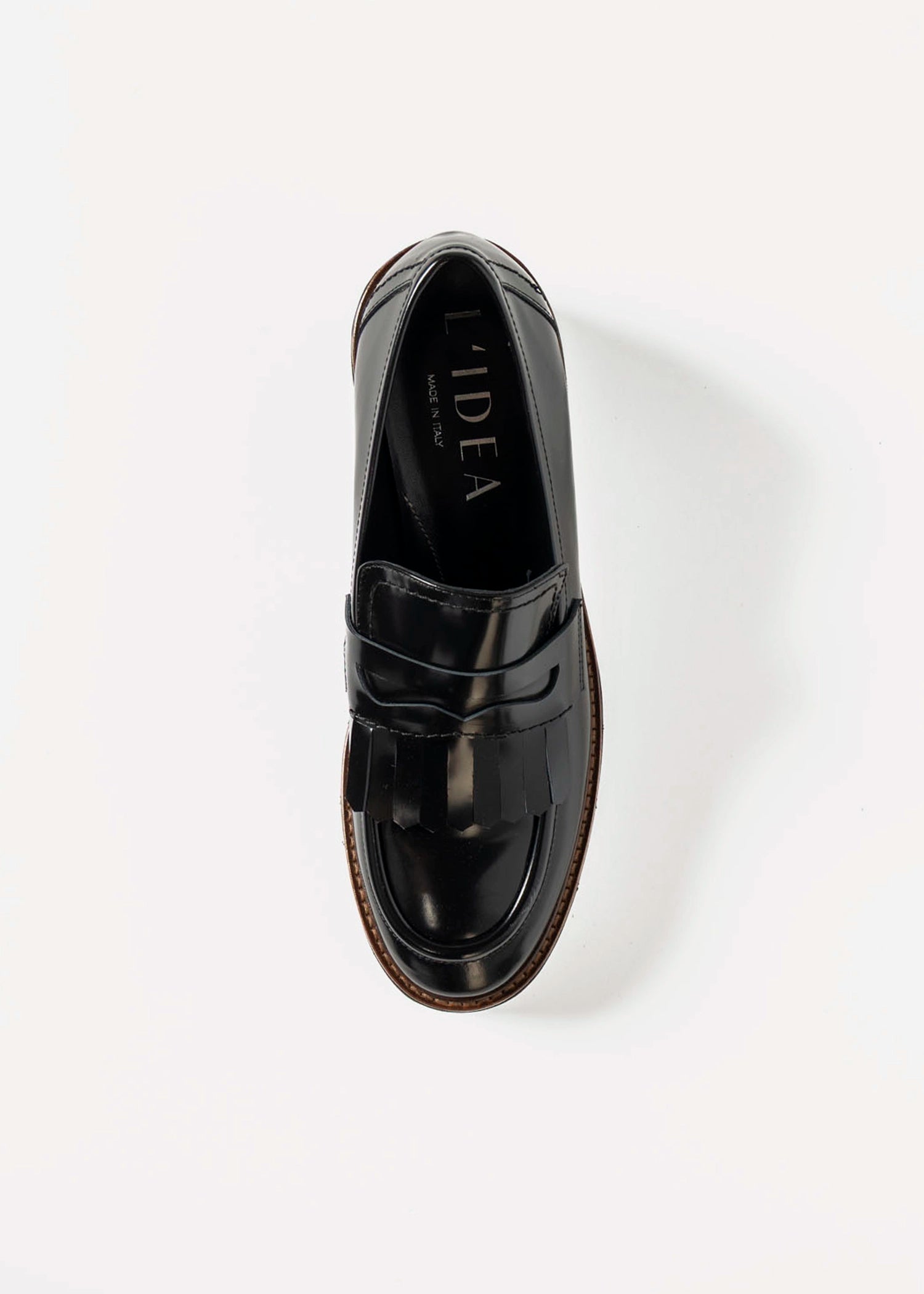 swatch_Black Leather heeled loafer