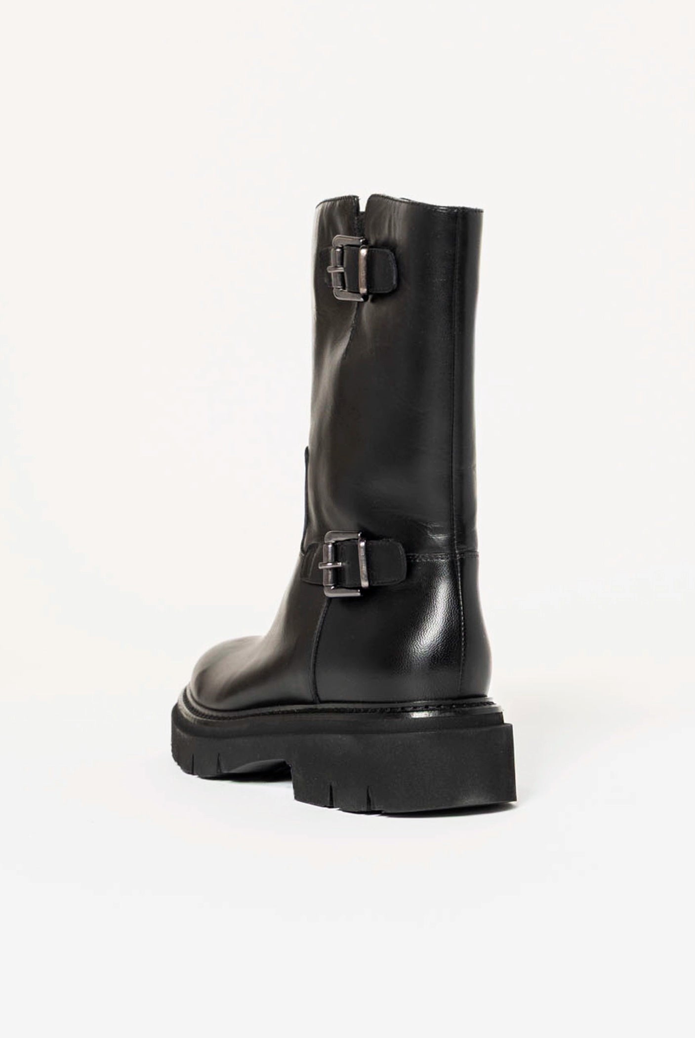 swatch_Black Leather moto boot