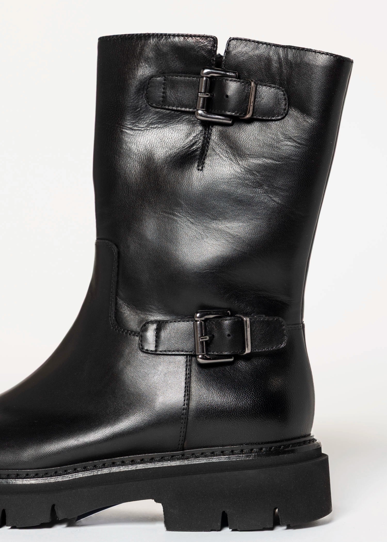 swatch_Black Leather moto boot