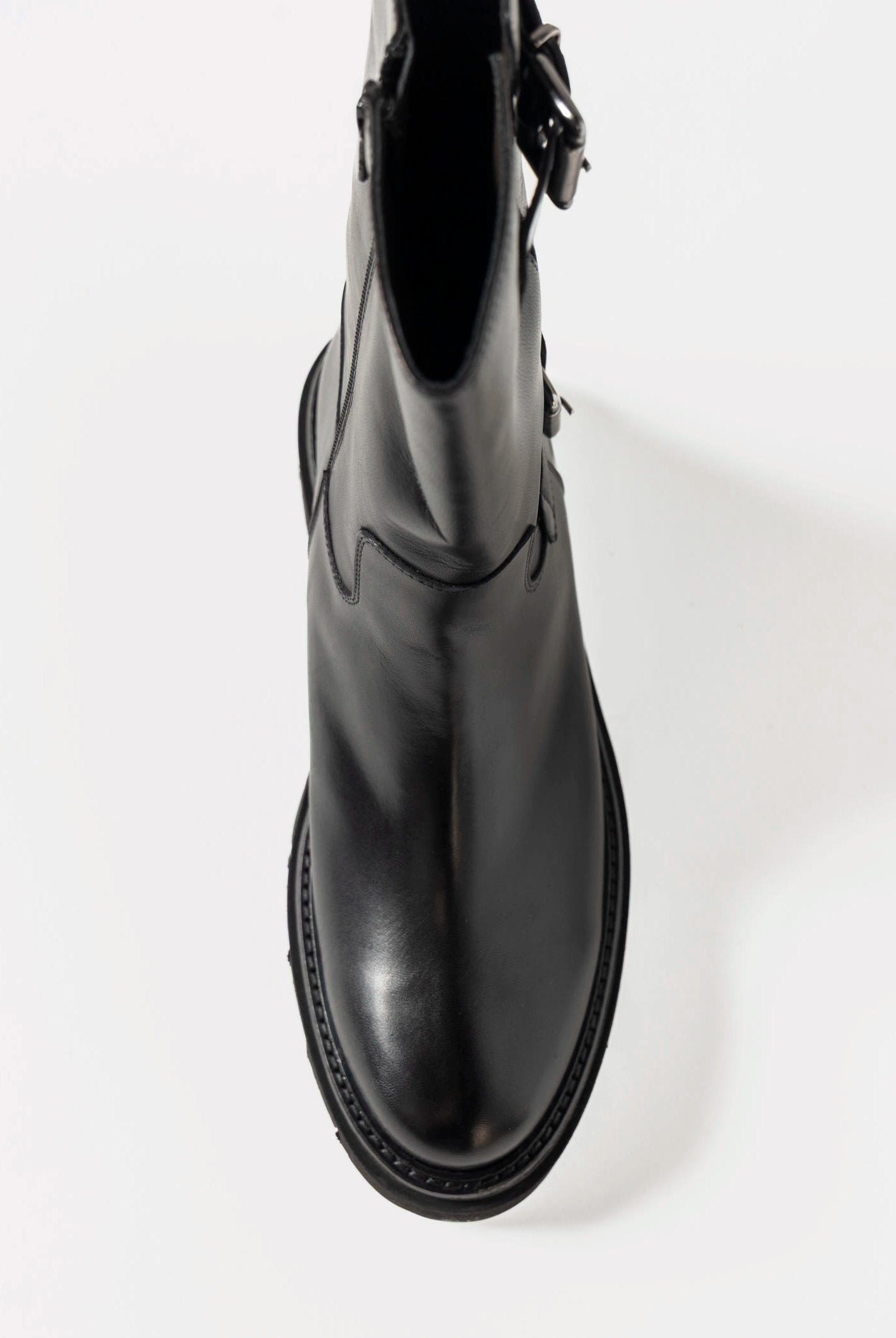 swatch_Black Leather moto boot