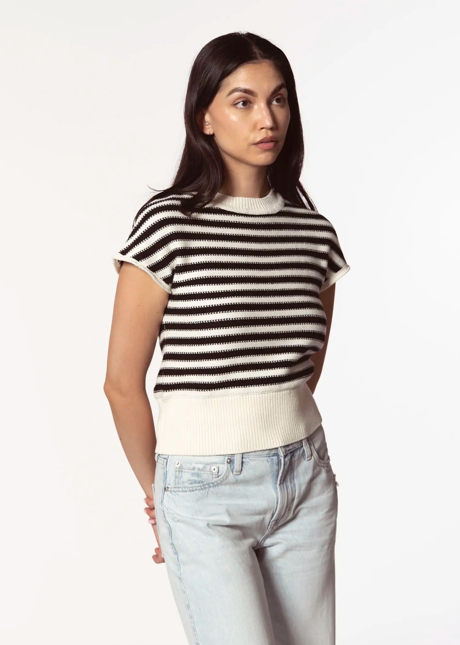 swatch_multi olive striped sweater apparel