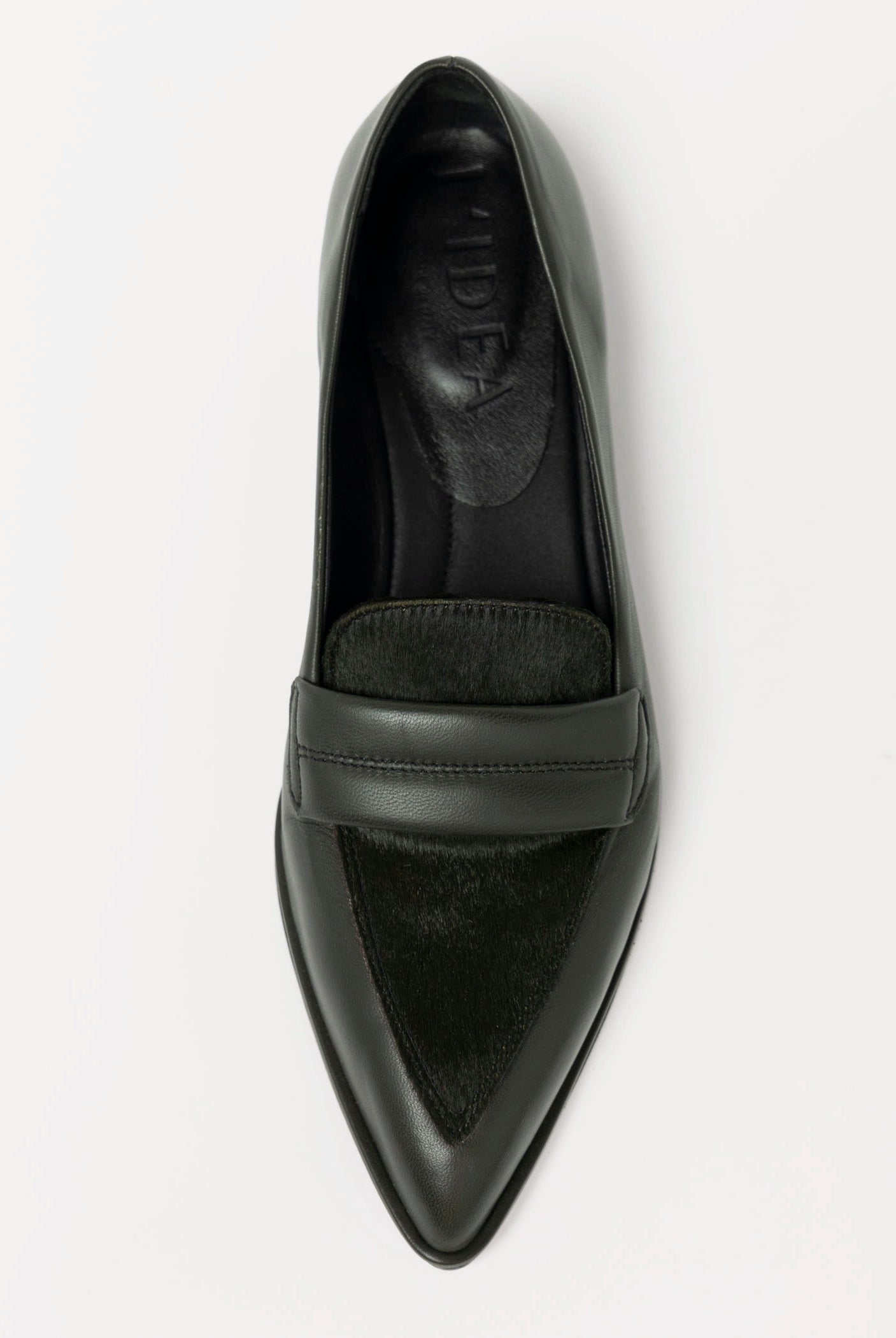 swatch_Moss Leather l'idea pointed toe leather flat