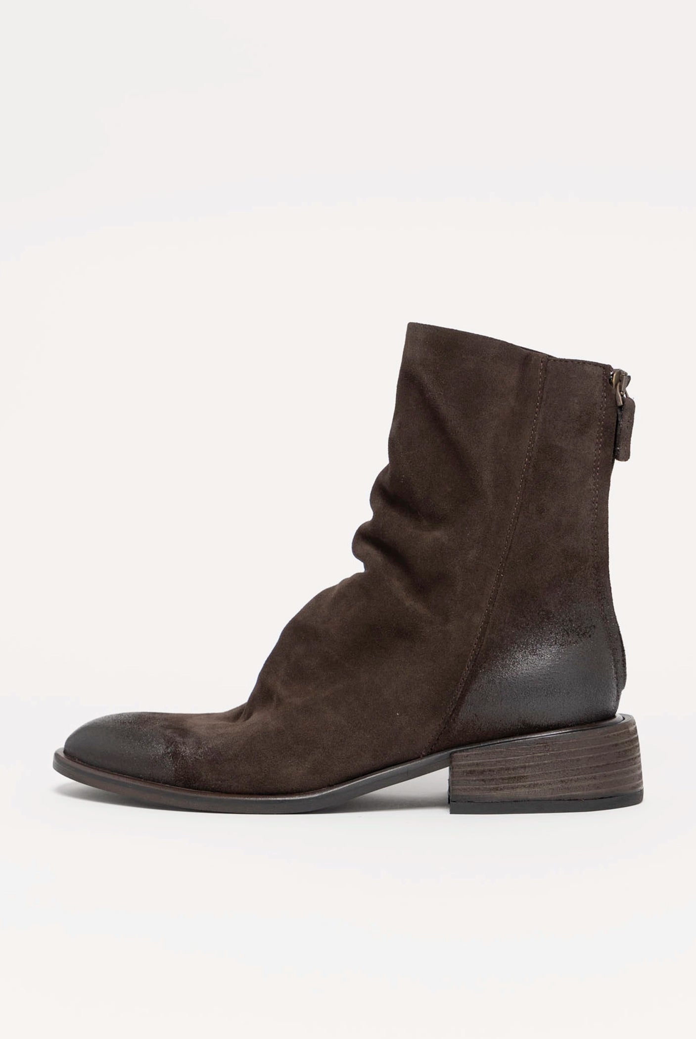 swatch_Chocolate Suede l'idea ruched ankle boot