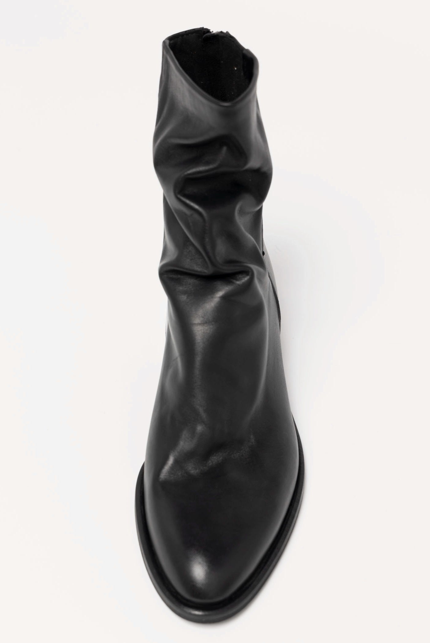 swatch_Black Leather l'idea ruched ankle boot