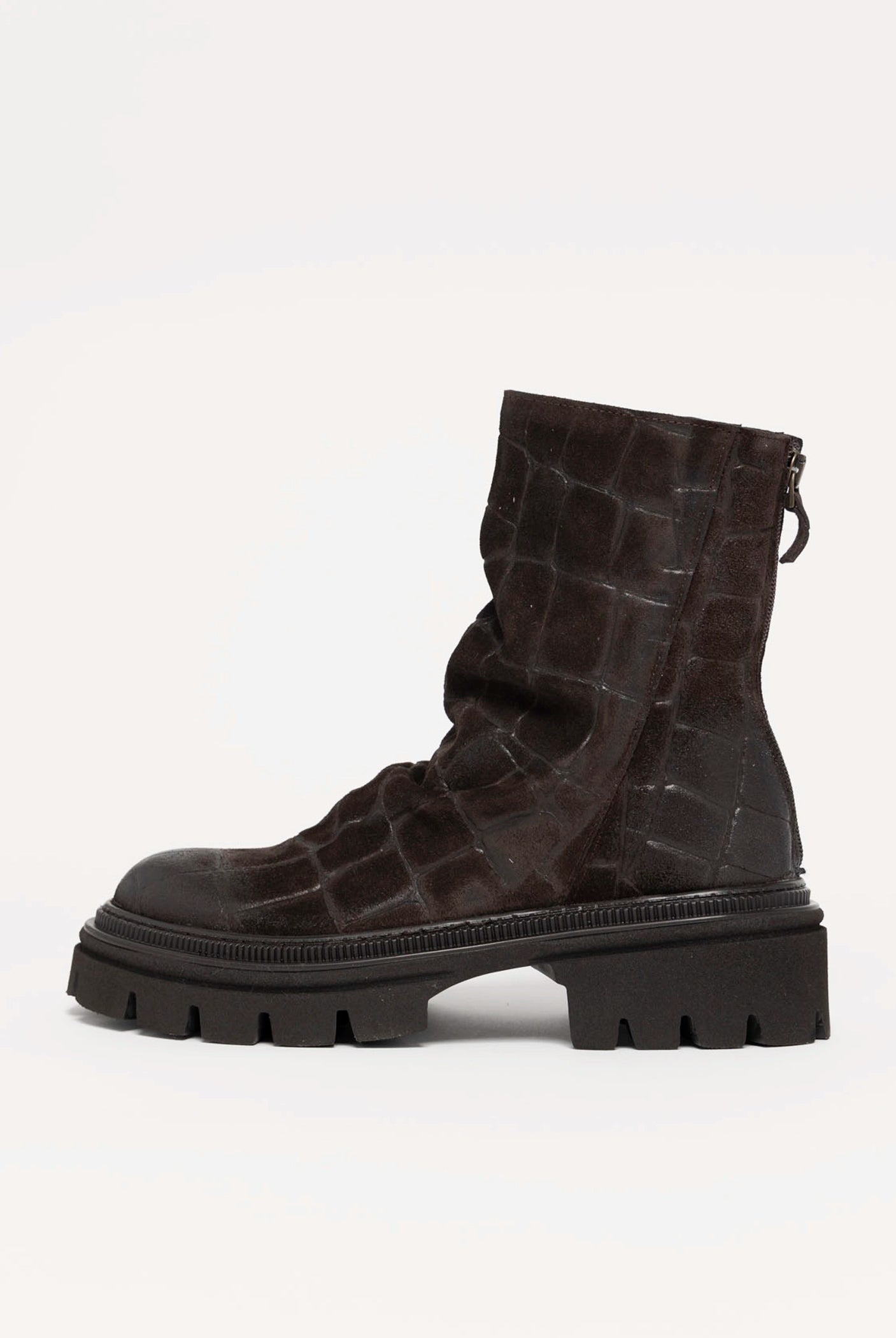 swatch_Brown Croco l'idea lug sole ankle boot