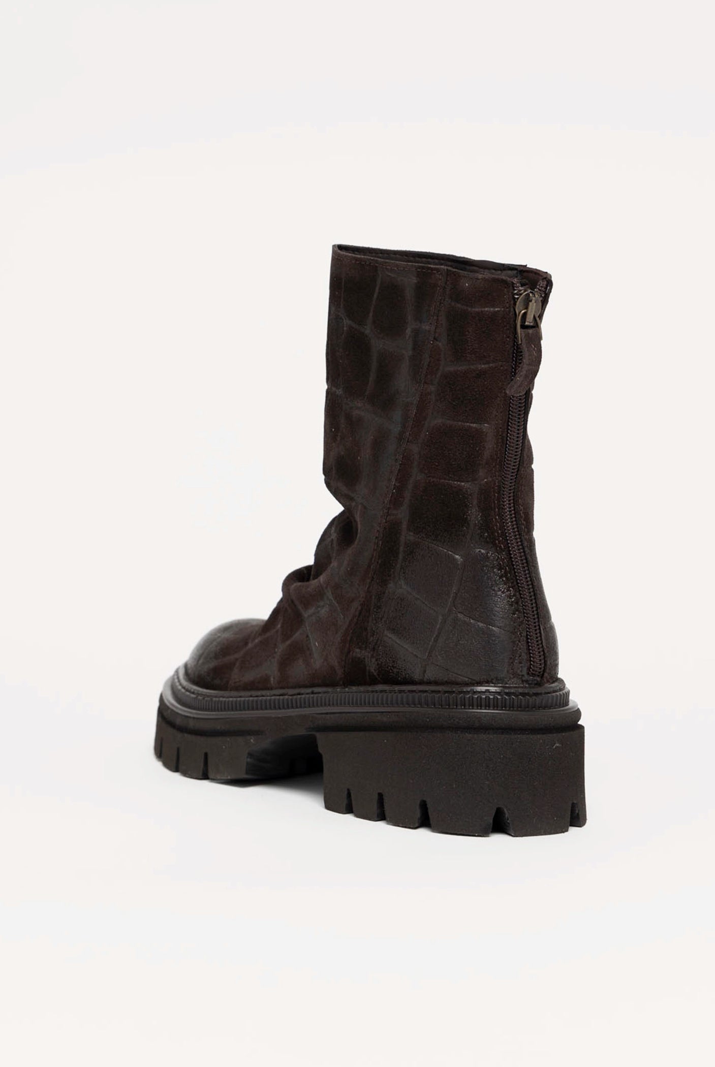 swatch_Brown Croco l'idea lug sole ankle boot