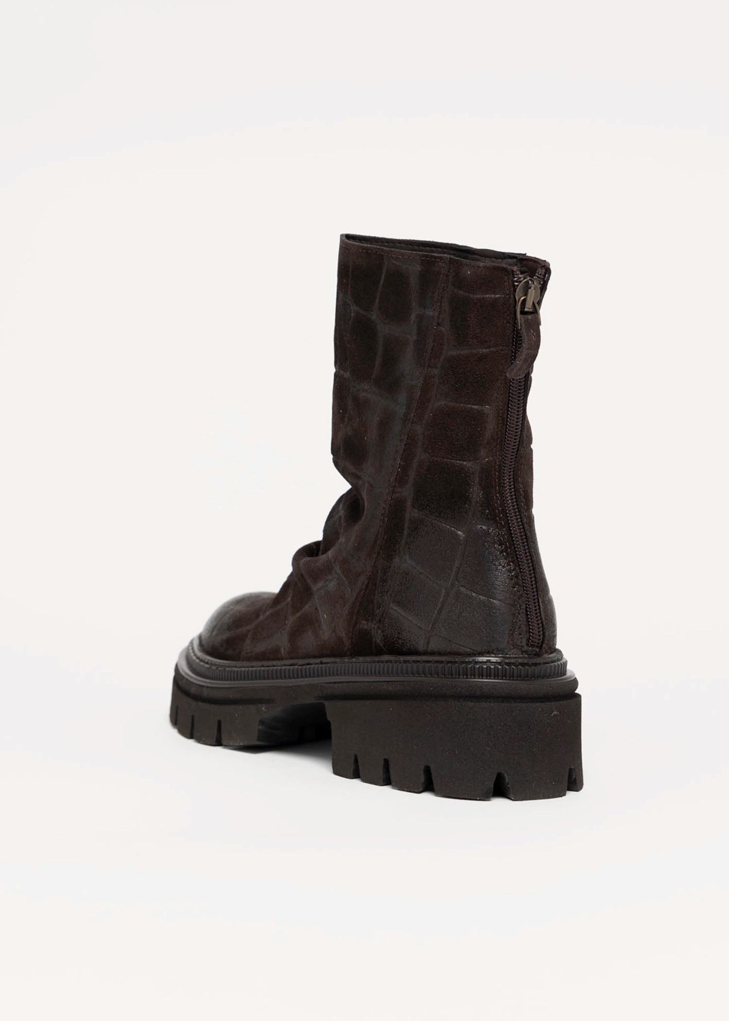 swatch_Brown Croco l'idea lug sole ankle boot