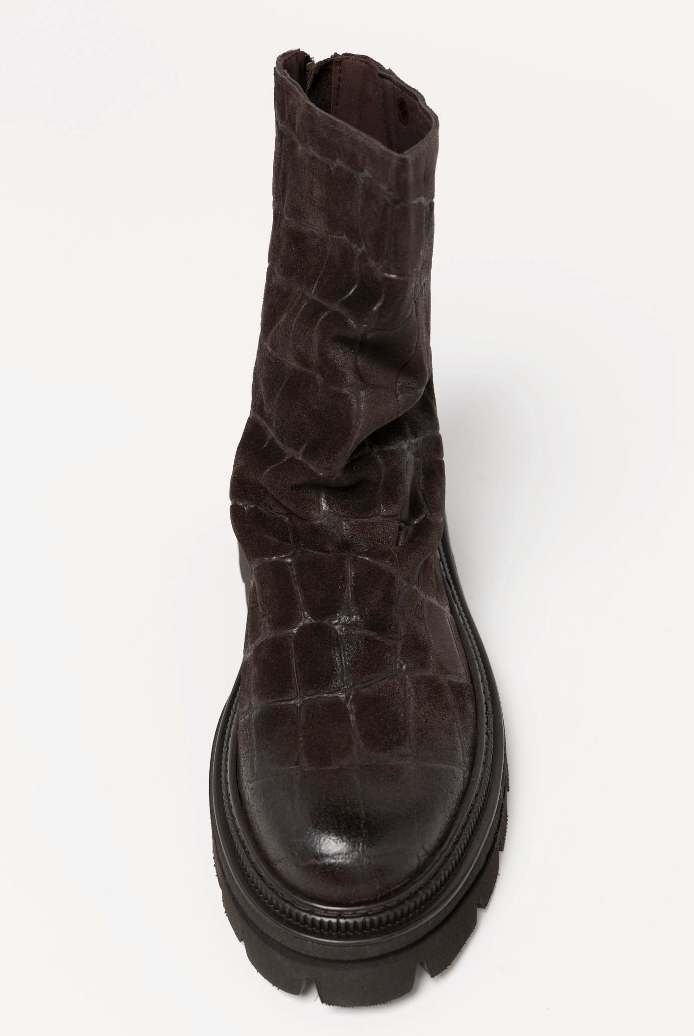 swatch_Brown Croco l'idea lug sole ankle boot