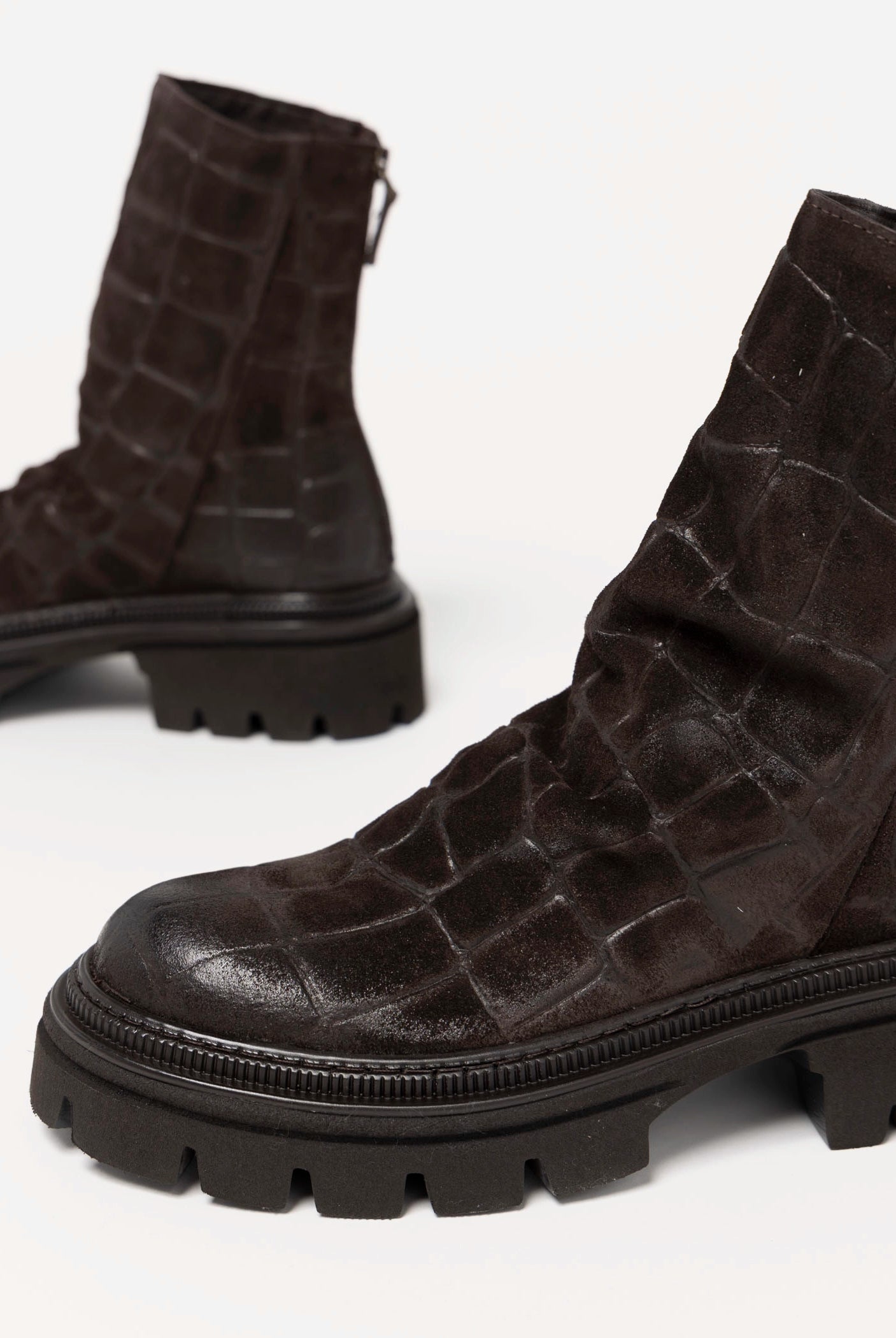 swatch_Brown Croco l'idea lug sole ankle boot