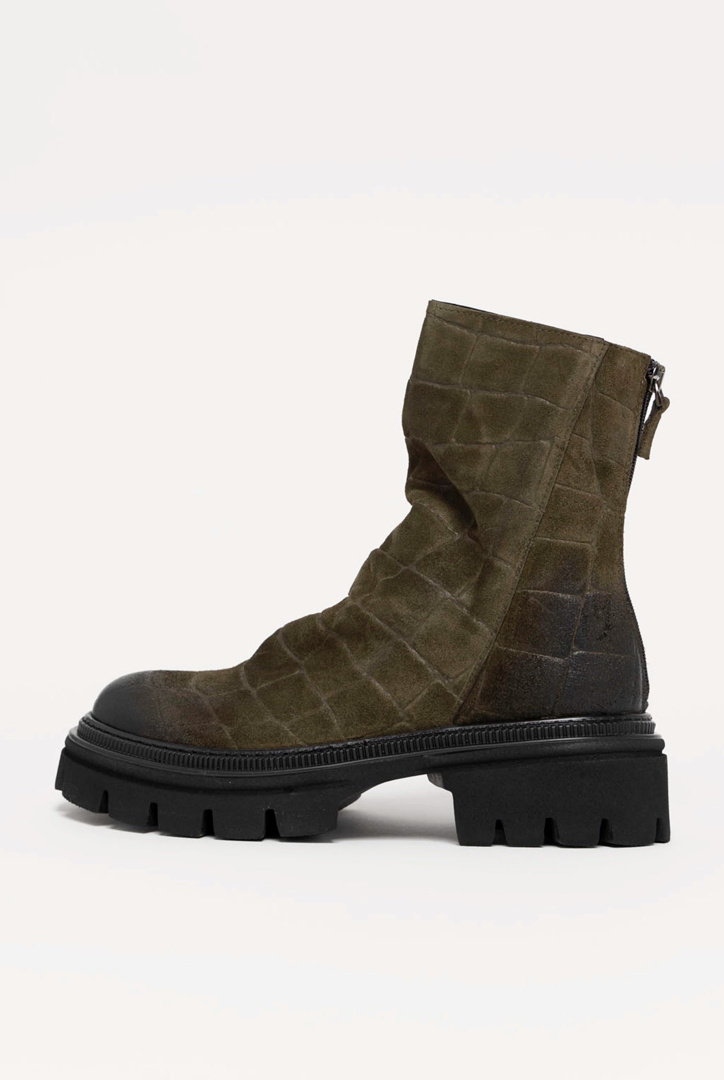 swatch_Olive Croco l'idea lug sole ankle boot