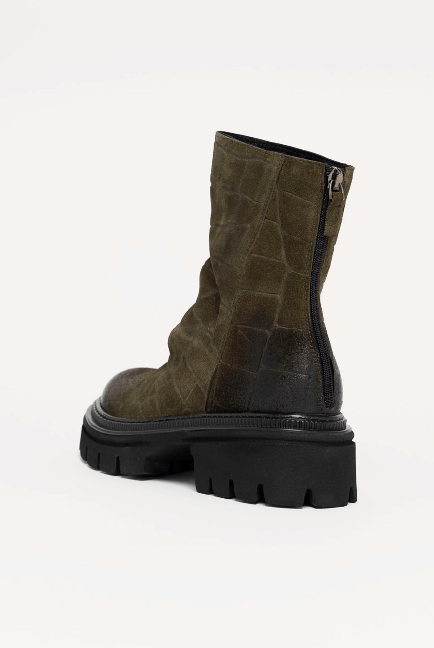swatch_Olive Croco l'idea lug sole ankle boot