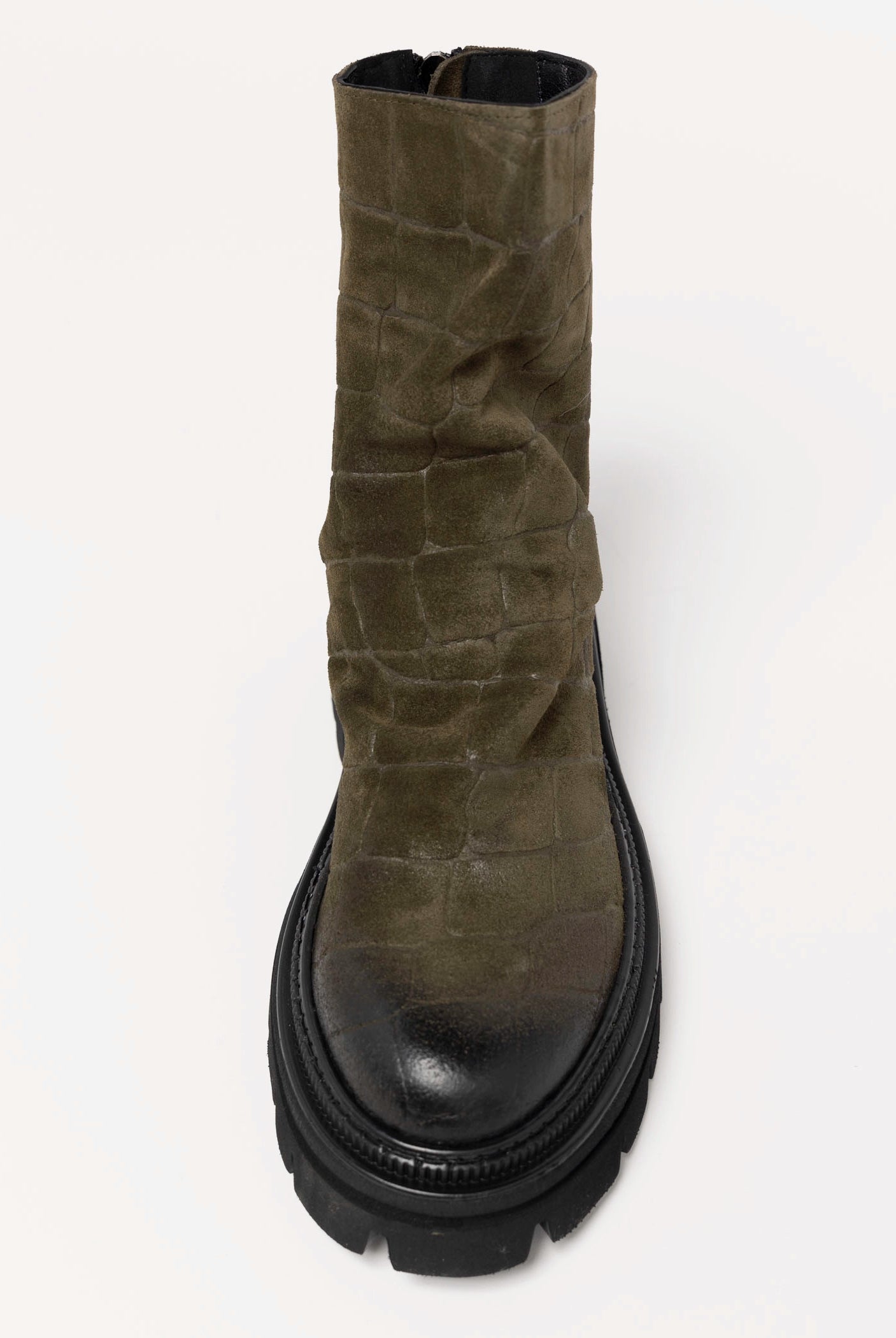 swatch_Olive Croco l'idea lug sole ankle boot