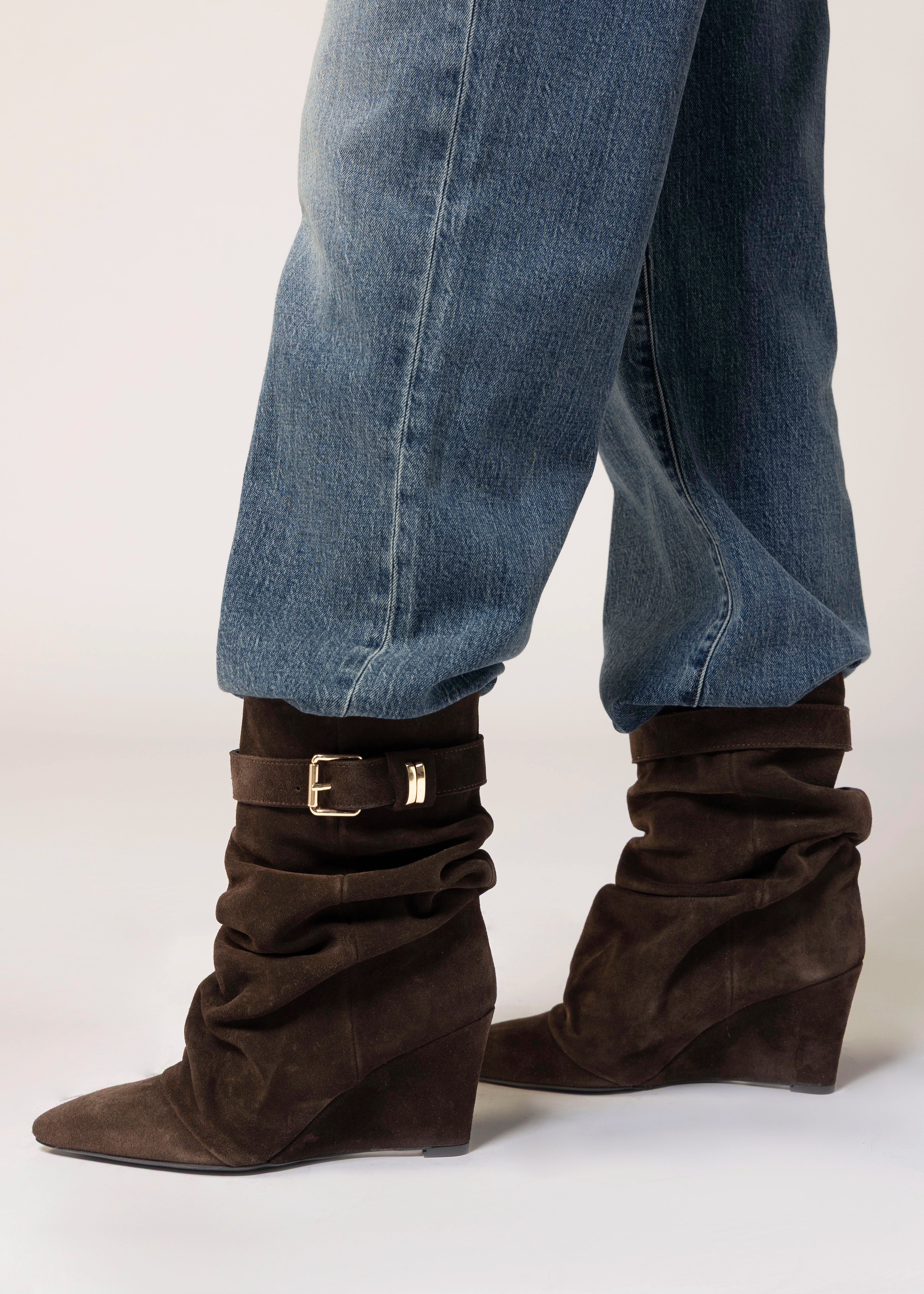 swatch_Chocolate Suede l'idea tess wedge boot